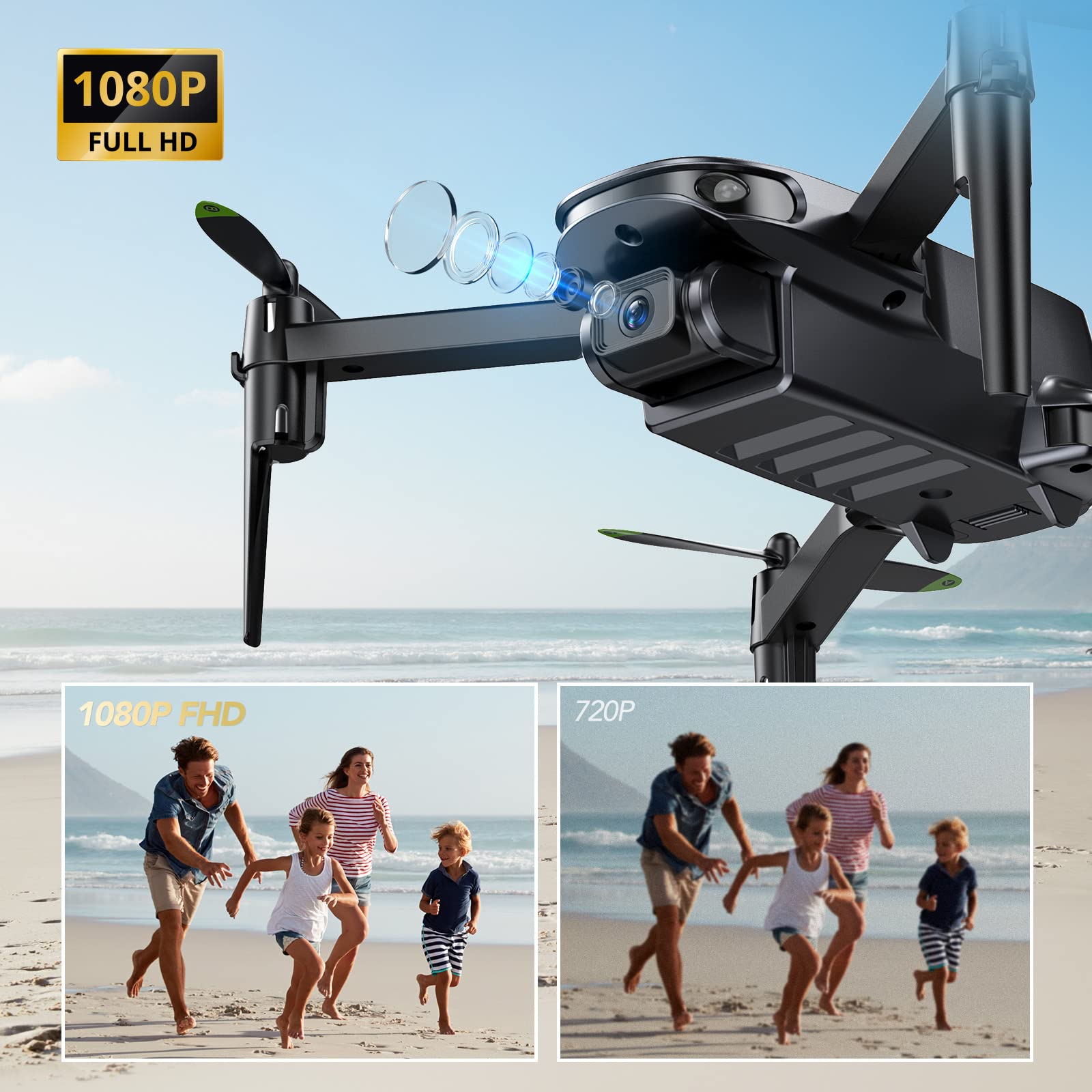 Tomzon D15 Mini Drone with Camera for Kids and Adults Beginners, FPV 1080P Foldable Quadcopter with Trajectory Flight, 3D Flip, Gravity Control, Gesture Control, 2 Batteries with Carrying Case