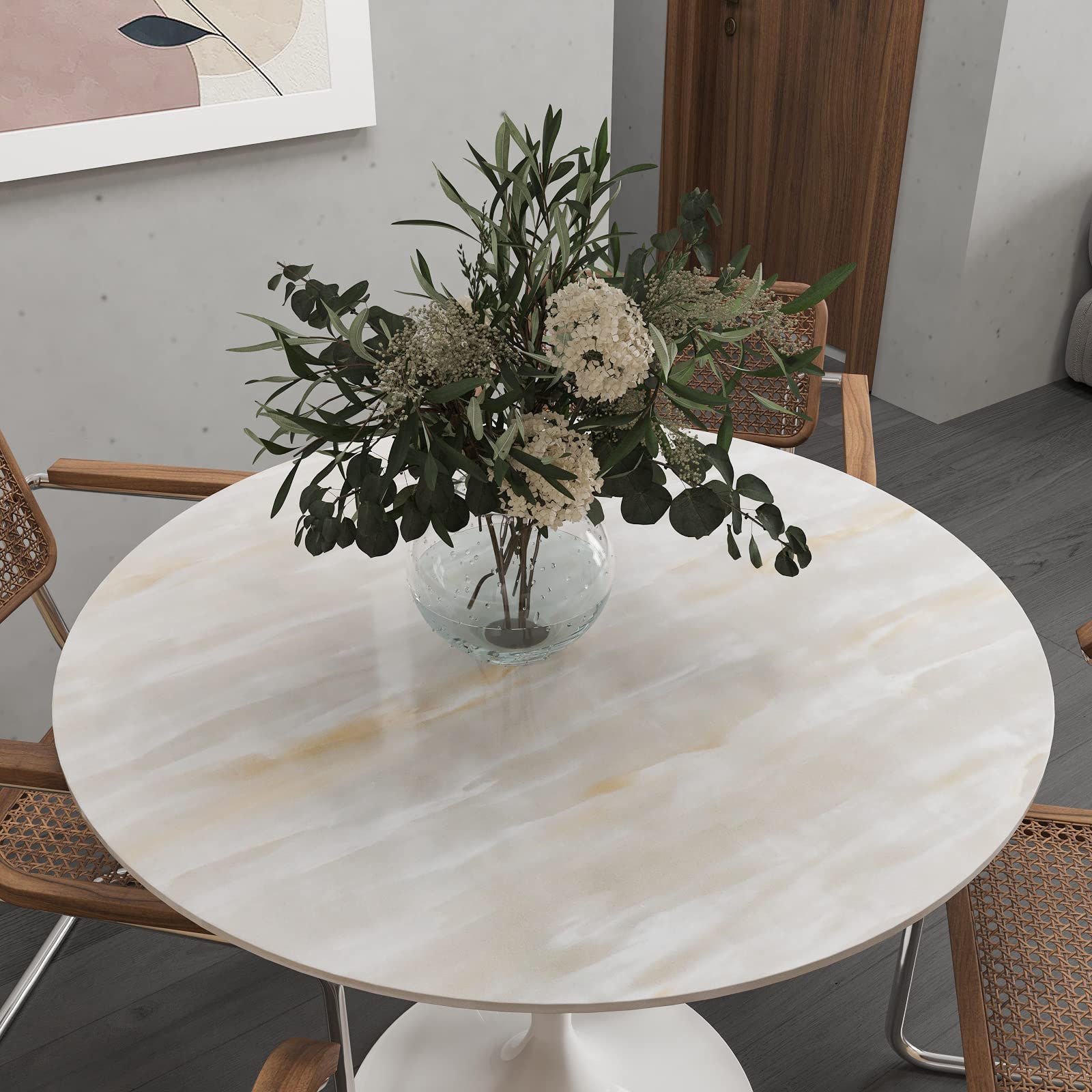 CHIHUT 17.7"x236" Beige Marble Countertop Peel and Stick Countertops Waterproof Self Adhesive Vinyl Beige Marble Wallpaper Glossy Removable Kitchen Wallpaper for Tables Countertop Covers Bathroom