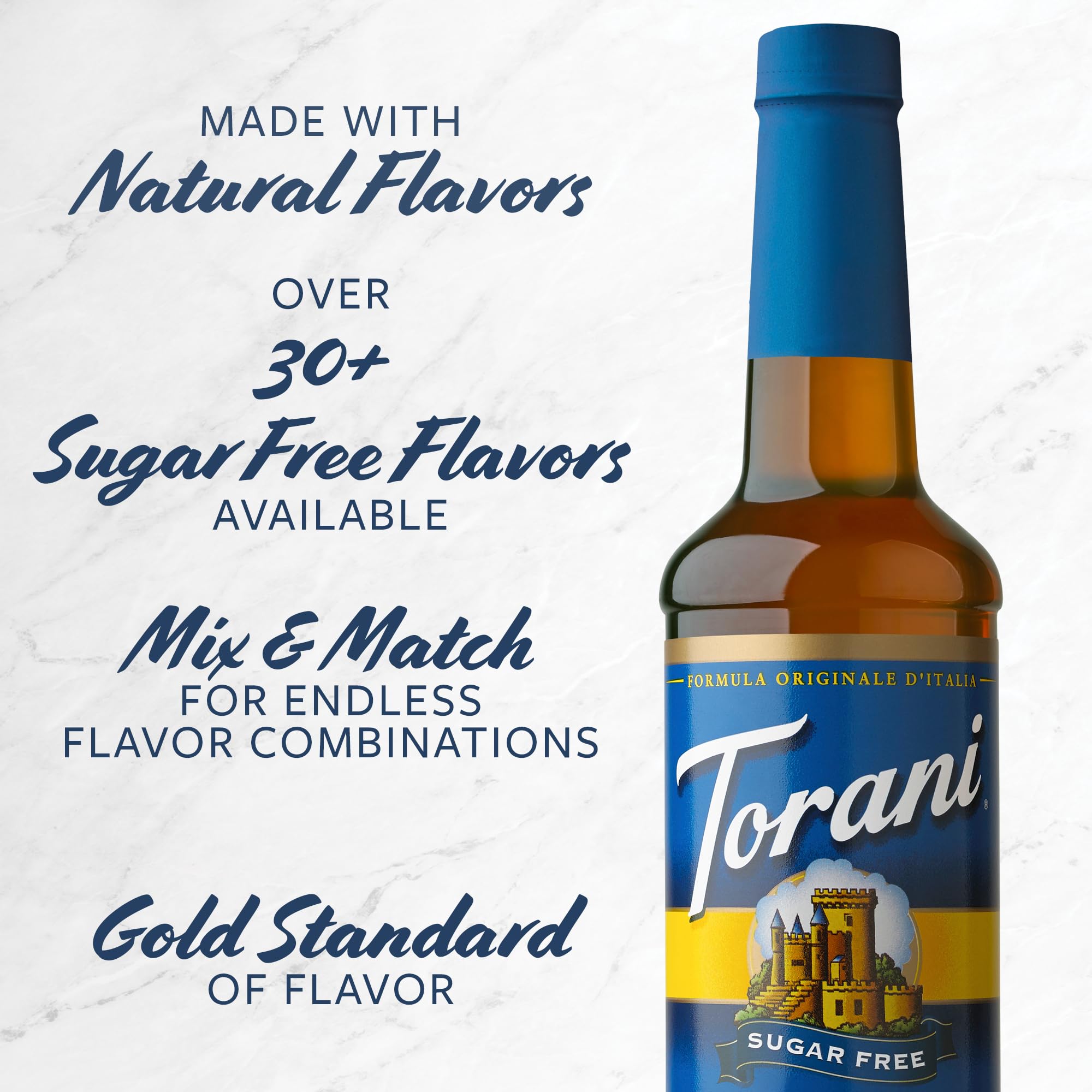 Torani Sugar Free Syrup, Classic Caramel, 25.4 Oz, Pack of 4