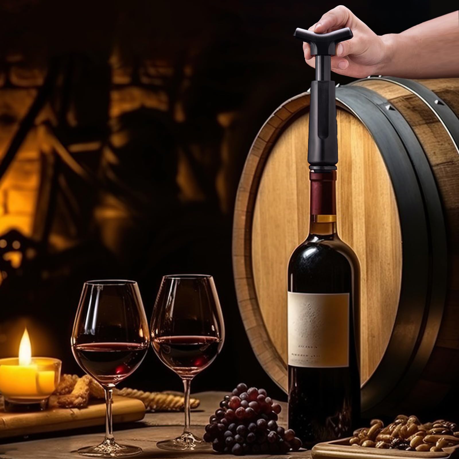 Wine Preserver, Premium Vacuum Wine Saver Pump with 2 Silicone Stoppers, Leak-Proof, Promising Wine Freshness for All Standard Bottles