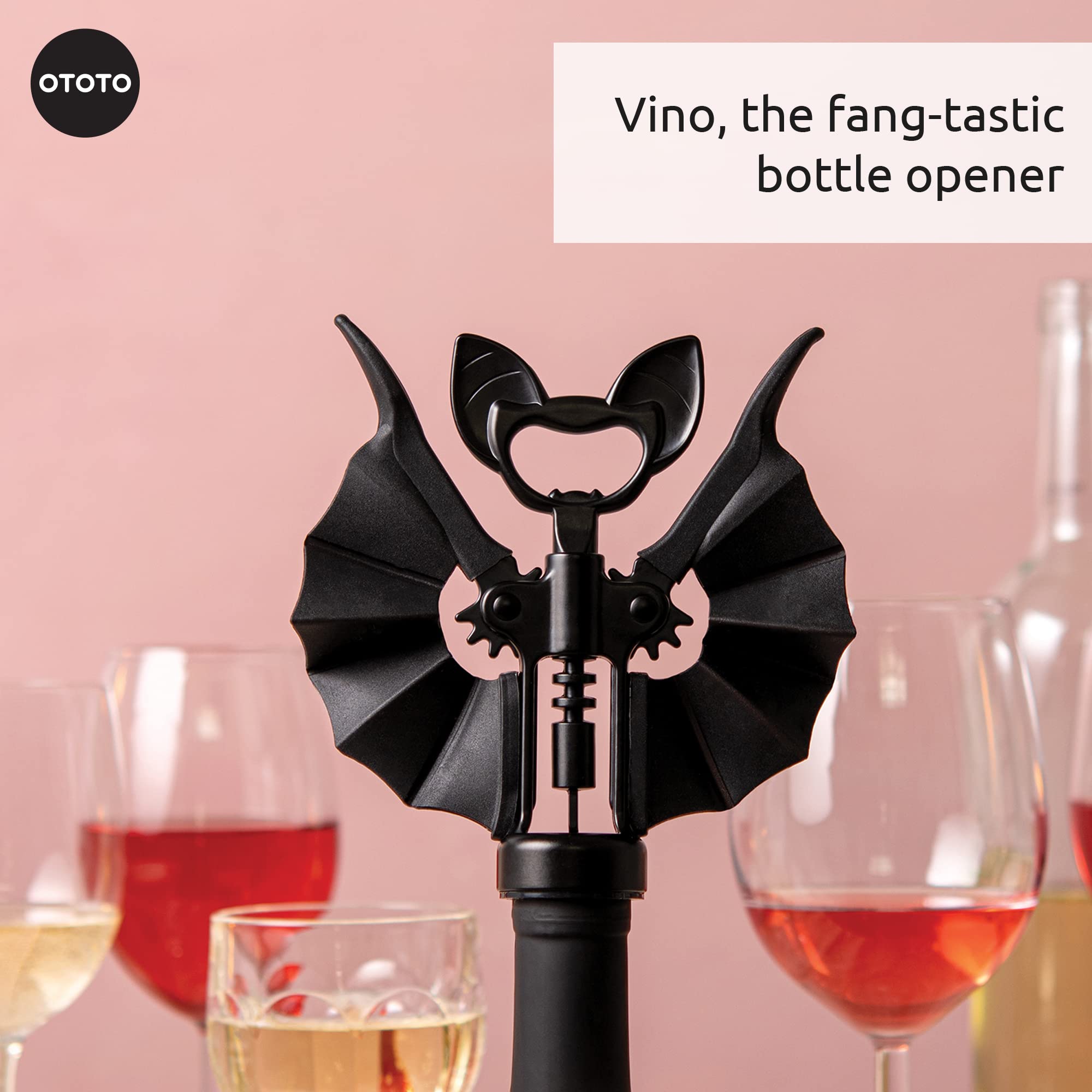 OTOTO 2-in-1 Wine & Beer Opener, Goth Halloween Gifts, Gothic Wine Accessories & Gifts for Wine Lovers, Spooky Corkscrew Bottle Opener, Wine Accessories, Wine Gifts, Cool Kitchen Gadgets (Vino)