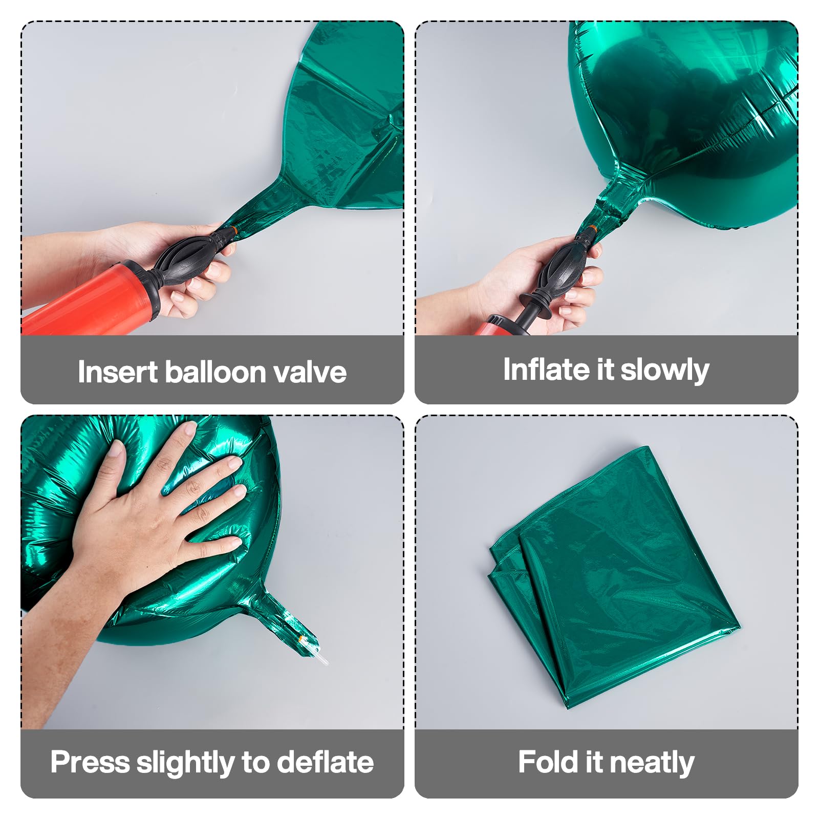 PartyWoo Dark Green Foil Balloons 6pcs 22 Inch Large Round Foil Big Giant Orbz 4D Jumbo Inflatable Mirror Ball Mylar Balloons for Baby Shower Wedding Safari Dinosaur Woodland Themed Party Decorations