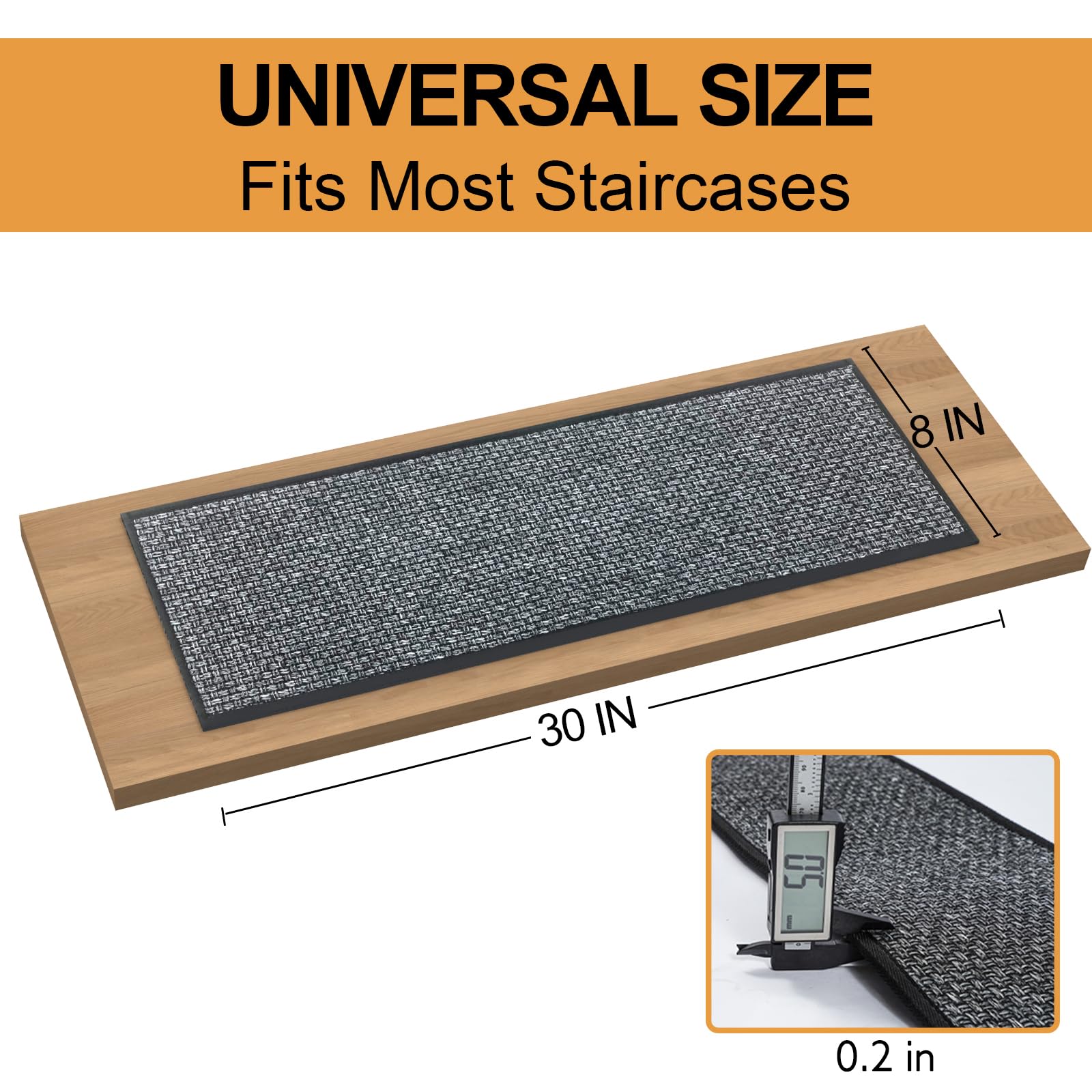 Stair Treads Carpet 4 pcs for Wooden Steps with Non Slip Rubber Backing, 100% Polyester Soft Stairs Resistant Indoor Skid Runner Safety Rugs for Kids Elders and Pets 30" * 8" (Dark Gray)
