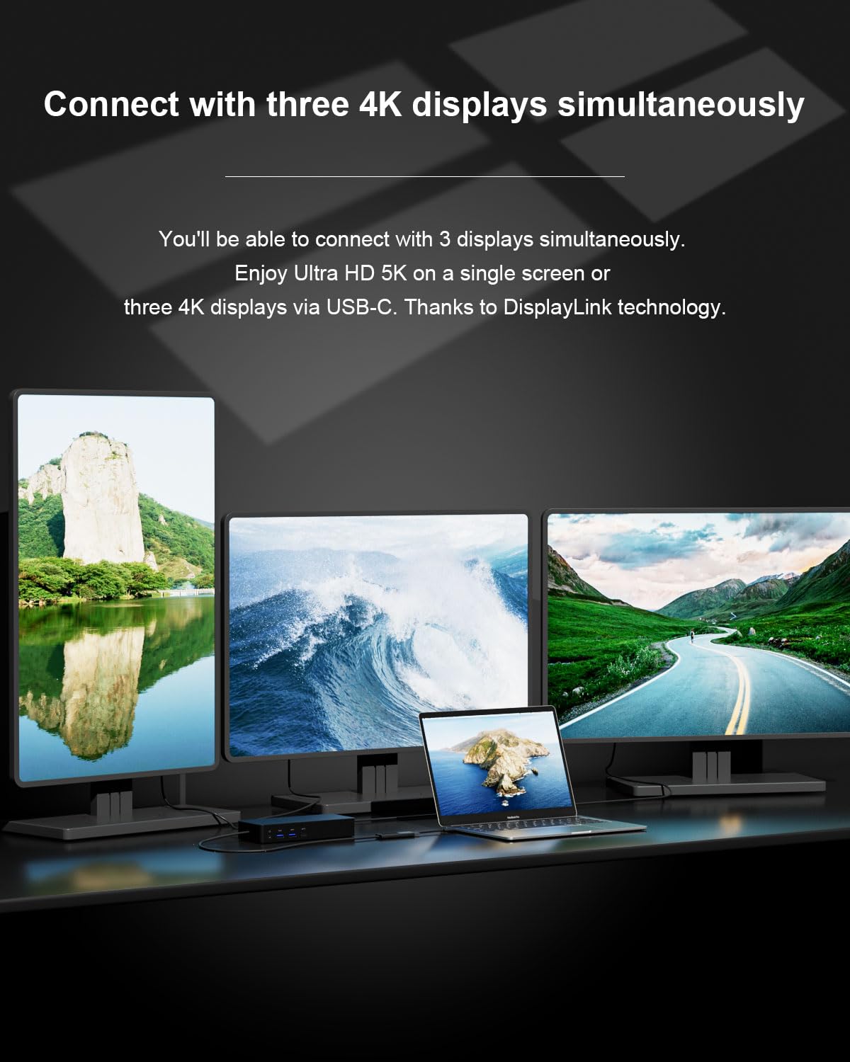 D6000 Universal Docking Station, USB 3.0 and USB C Triple 4K or Single 5K Display Docking Station with Two DisplayPorts and HDMI for Windows and Mac (DP HDMI USB 3.5mm RJ45 DC006)