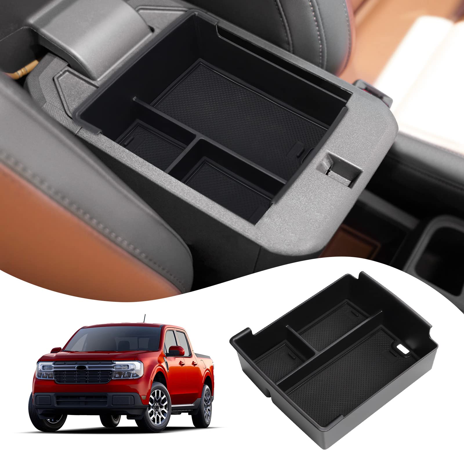Octomo Center Console Organizer Compatible with Ford Maverick 2022 2023 Accessories, Armrest Storage Box Insert Tray Secondary Interior Accessories