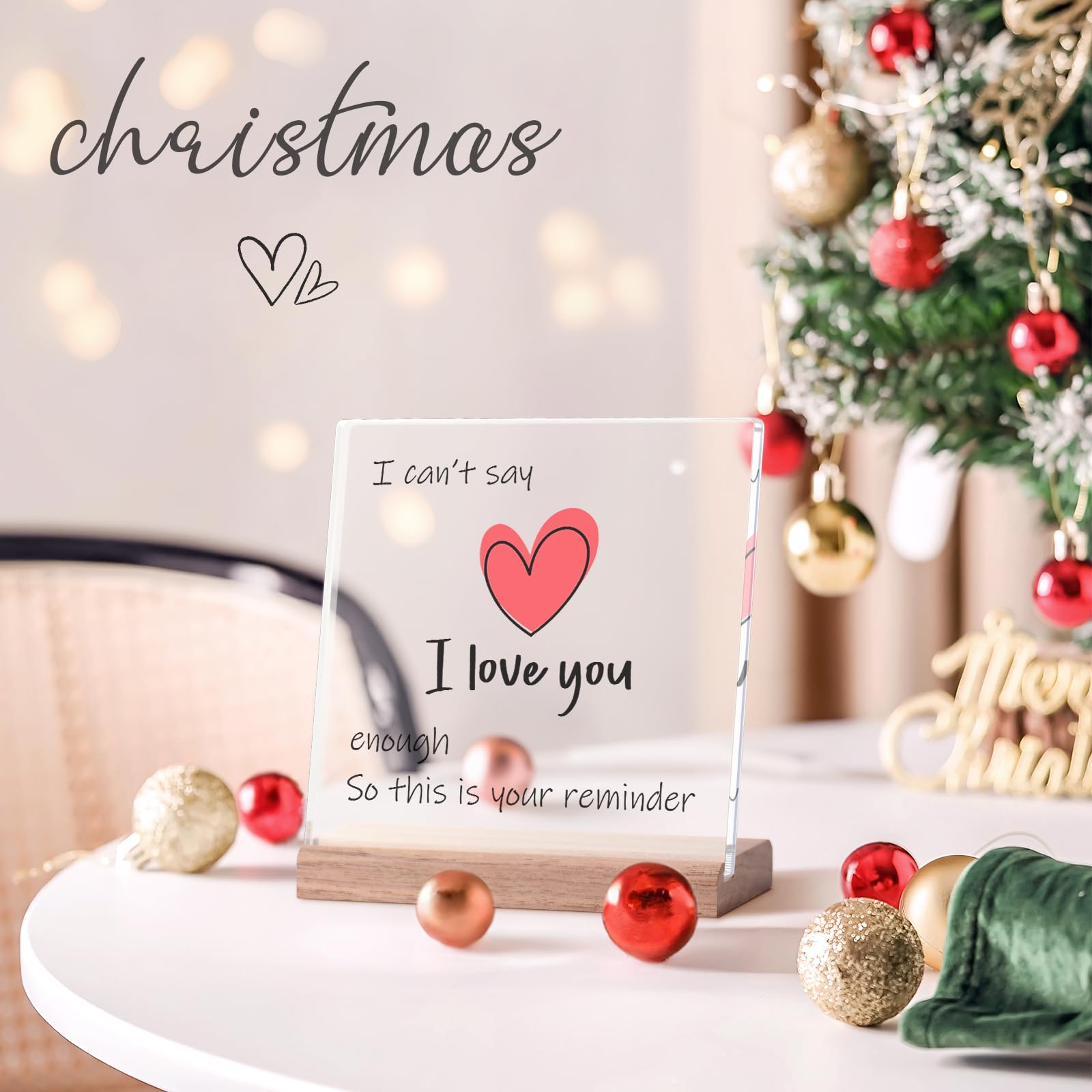 FreeJac I Love You Gifts for Her Him - Christmas Valentines Day Gifts for Girlfriend Wife Birthday Wedding Anniversary Keepsake Loving Acrylic Plaque Gifts for Boyfriend Husband Miss You Gifts