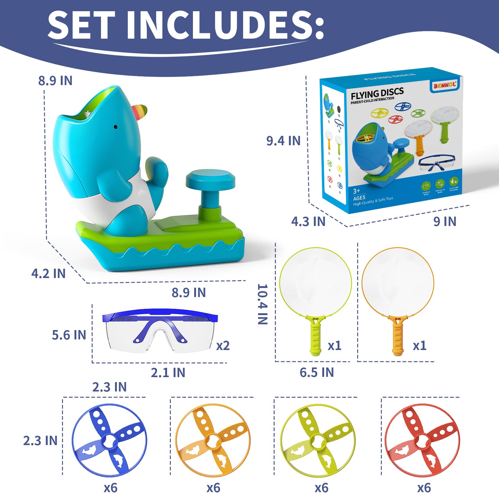 Bennol Outdoor Game Toys for Kids Ages 3-5 4-8, Flying Disc Launcher Outdoor Outside Toys Gifts for 3 4 5 6 7 8 Year Old Boys Kids, Ideas Outside Outdoor Toys for Kids Toddlers Boys Ages 3-5 6-8 4-8