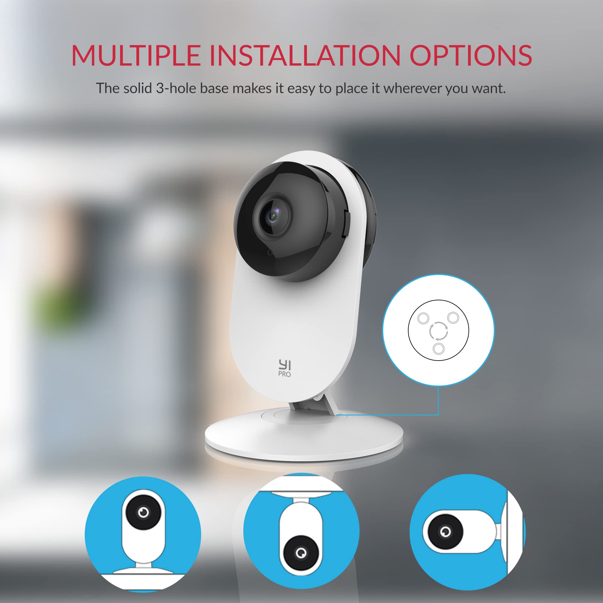 YI Pro 2K Home Security Camera, 2.4Ghz Indoor Camera with Person, Vehicle, Animal Smart Detection, Phone App for Baby, Pet, Dog Monitoring, Works with Alexa and Google Assistant 2Packs