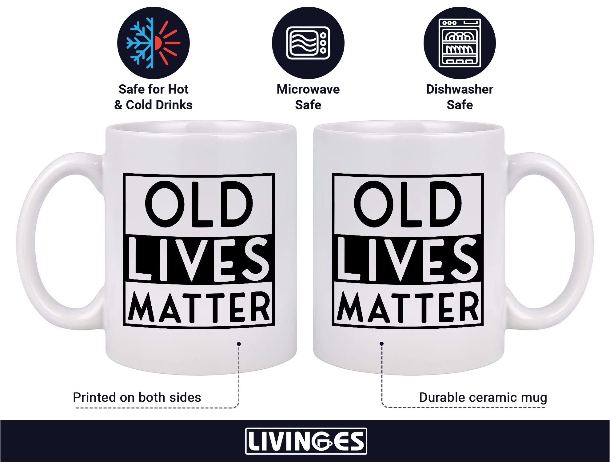 Old Lives Matter Mug Old Lives Still Matter Gifts for Men Old Lives Still Matter Coffee Mug 11oz Gifts for Elderly Men Dad Grandparent Over The Hill Gag Gifts 60th 70th Senior Birthday Gifts - White