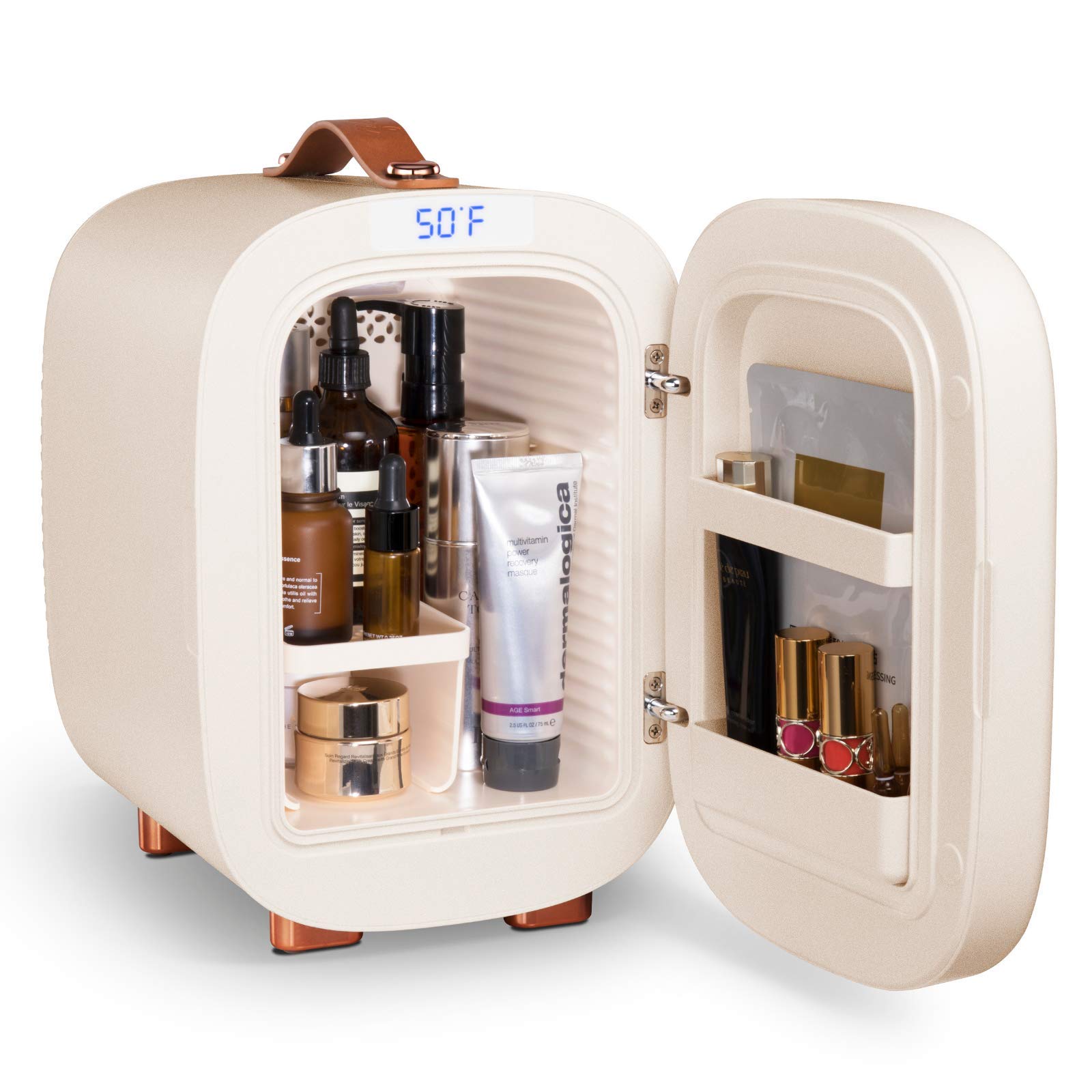 QUBI Mini Fridge, Professional Compact Fridge For Skincare, Mini Cosmetics, Makeup, 5 Liter (Cream White, 5L)