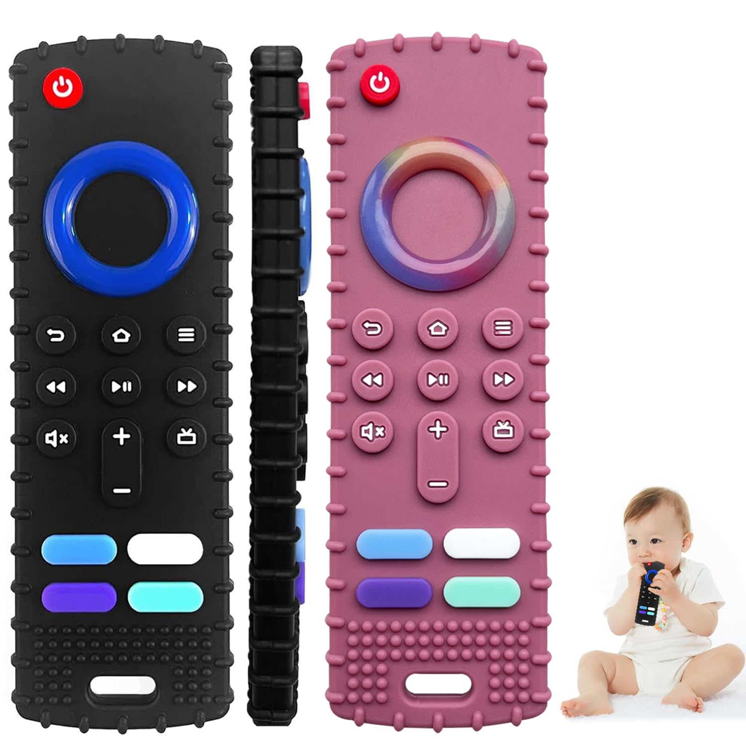 2 Pack Baby Infant Teething Toys for Babies 3-36 Months Remote Control Teether for Baby (Color05)