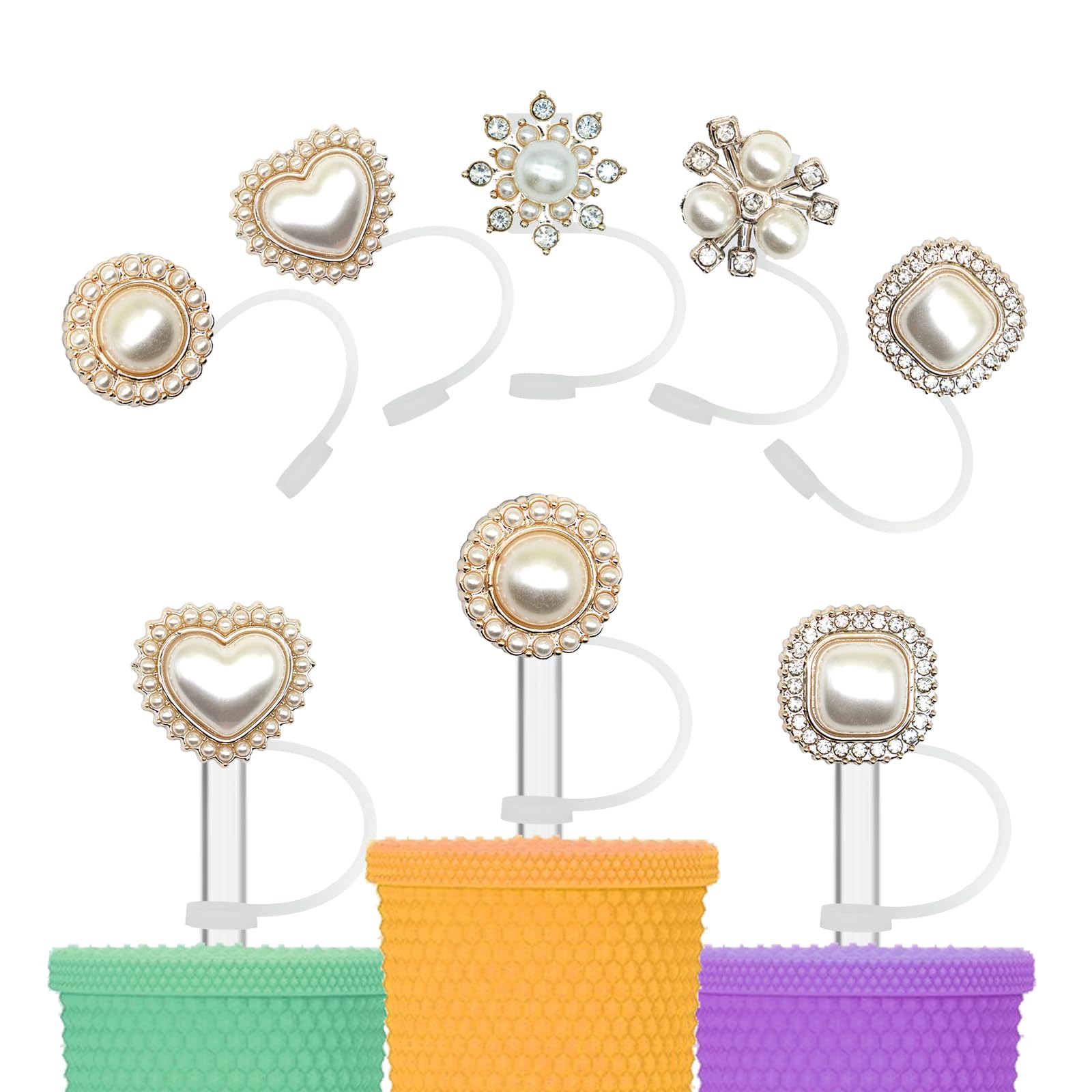 YKIAMGH Glitter Silicone Straw Toppers for Stanley Cup 30 40 oz, Reusable Cap Accessories for Simple Modern Tumbler, Cute Straw Cover for Water Bottle