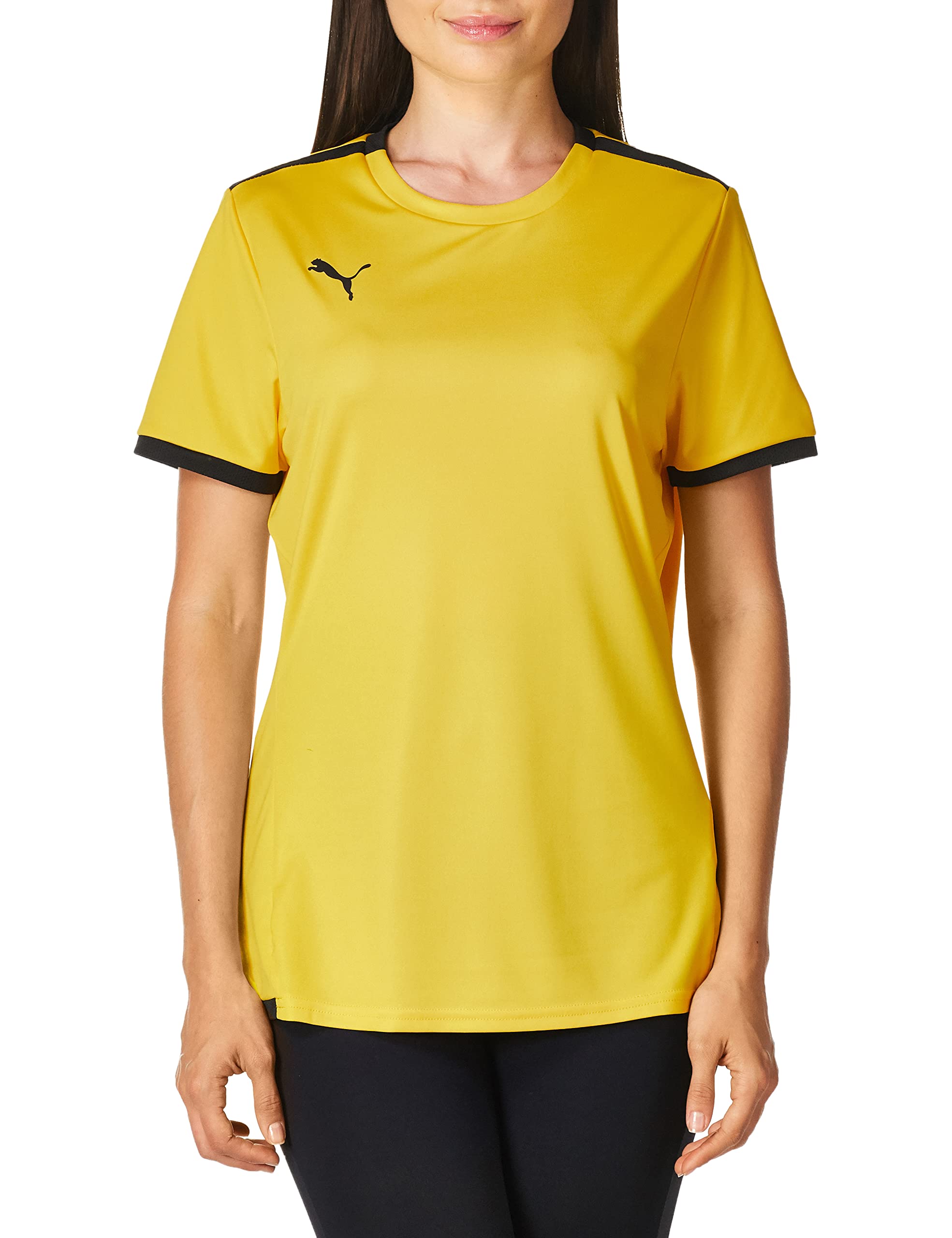 PUMA Women's Teamliga Jersey, Cyber Yellow Black, Large