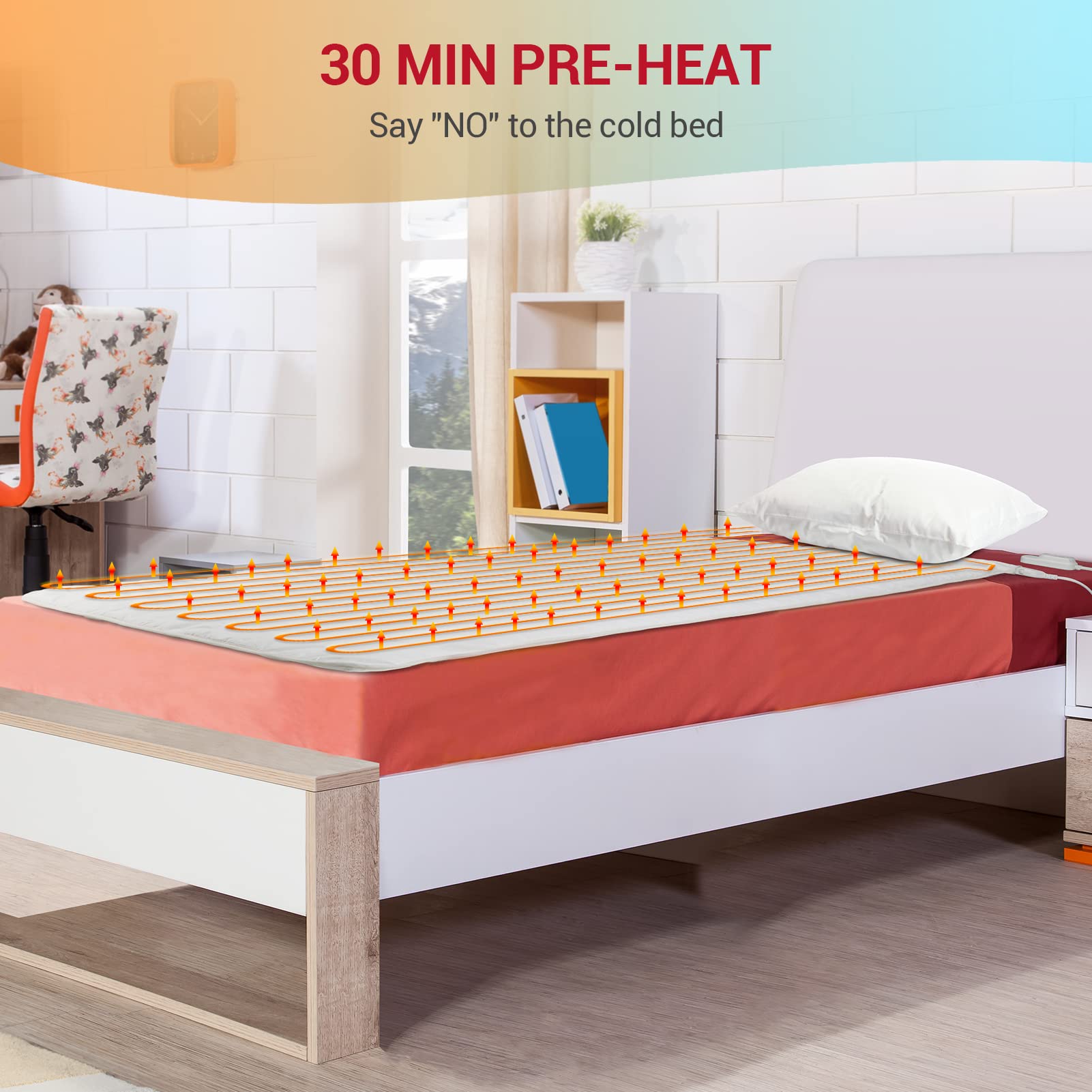 Comfytemp Heated Mattress Pad Mini Twin Size 31"x55", Single Controller Quilted Electric Mattress Pads with 7-Layer Comfort Structure, 3 Heat Settings & 10 Hours Auto Shut Off, Machine Washable