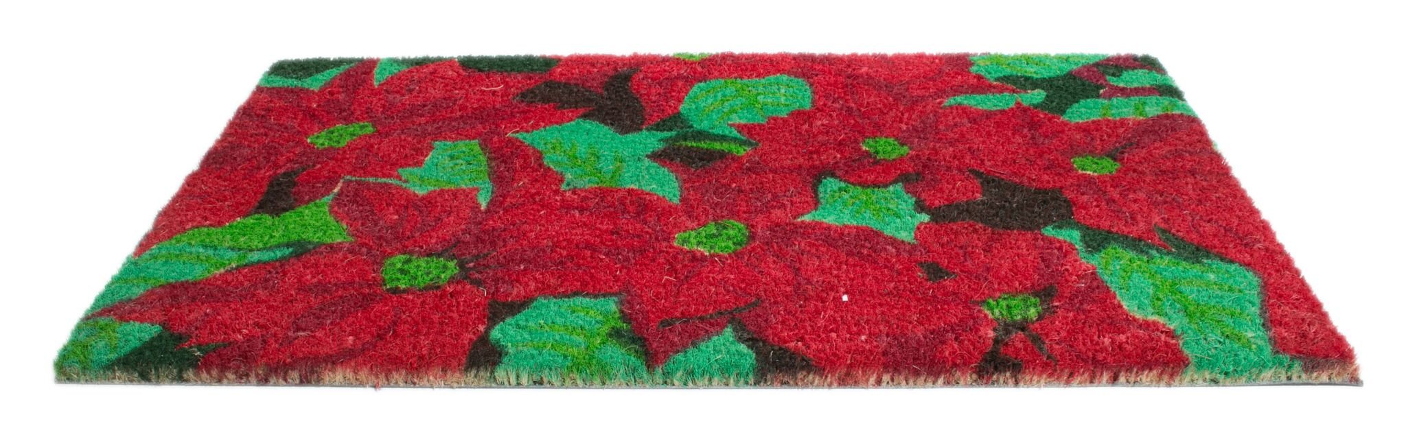 Imports Décor Poinsettia Vinyl Backed Coir Doormat, 30 by 18 by 1/2-Inch