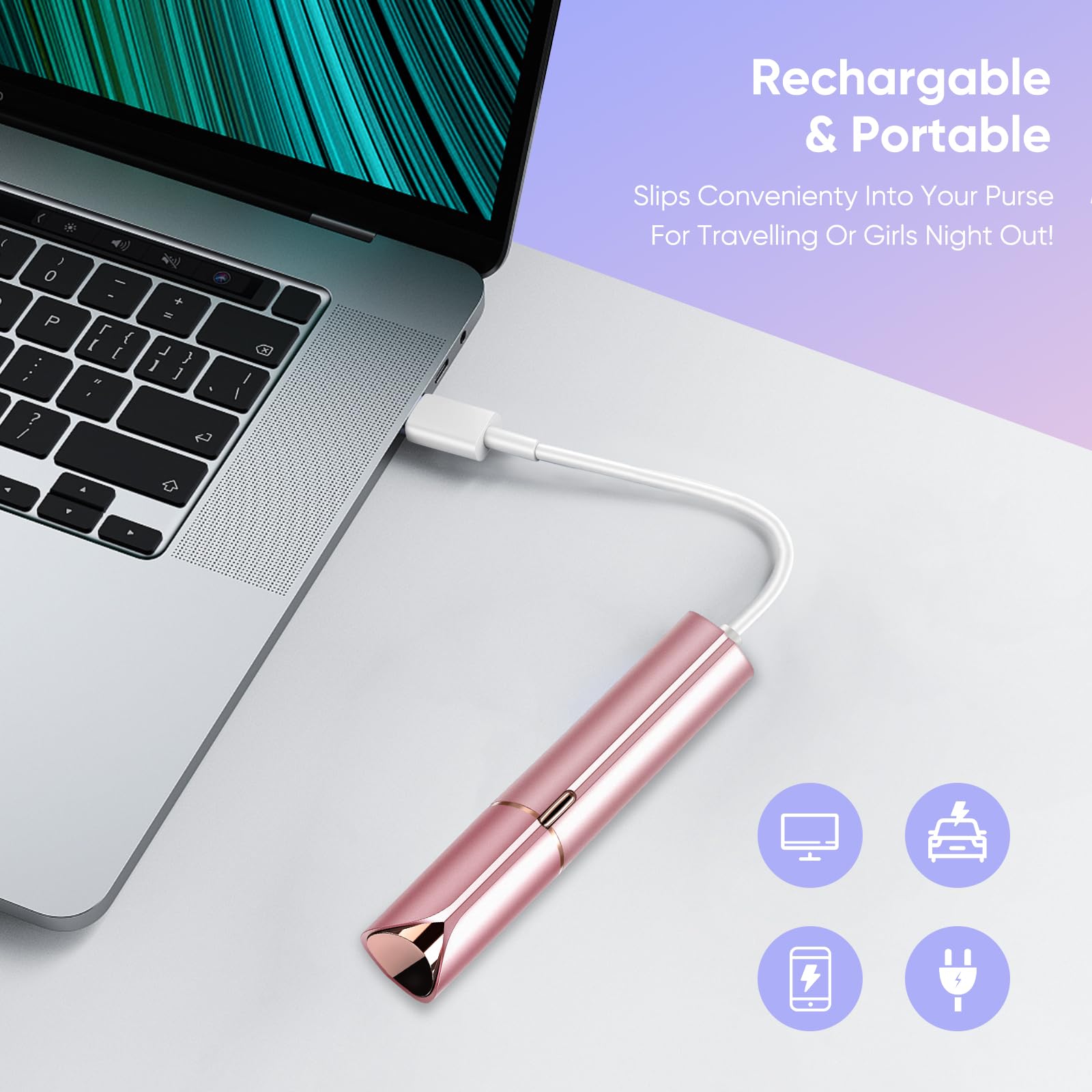 Facial Hair Removal for Women Painless Hair Remover, Waterproof Shaver Razor Hair Remover with LED Light for Face Bikini Peach Fuzz Upper Mustache Lip Chin (Rose Gold)