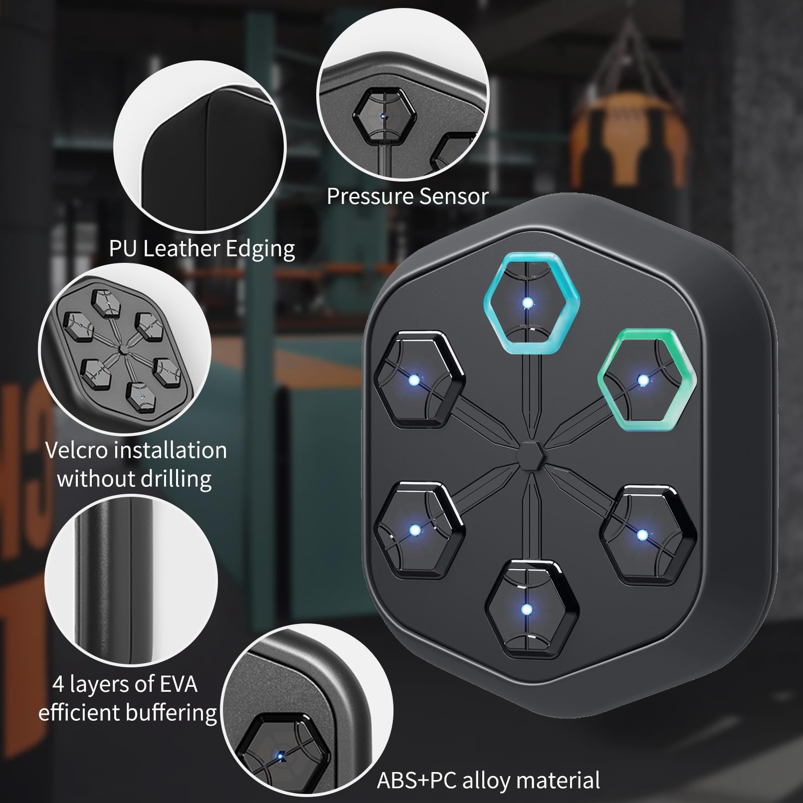 Heatmai Music Boxing Machine for Adults, Wall Mounted Smart Workout Equipment with Gloves, Bluetooth Musical Punching Target Trainer for Indoor Home Gym