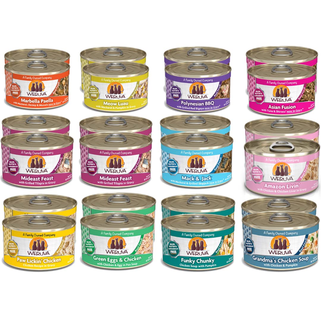 Weruva Classic Cat 11 Flavors Variety Pack, Grain and Gluten Free, 3 Ounce Cans Pack of 24