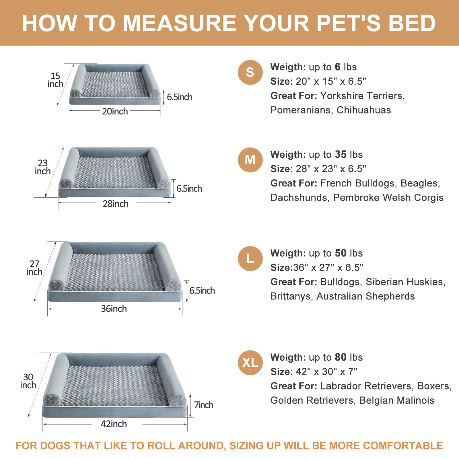 LNSSFFER Washable Dog Beds for Large Dogs, Orthopedic Dog Sofa Bed with Removable Cover & Waterproof Lining, Washable Pet Couch Bed with Sides, Memory Foam Dog Bed for Large Dog & Cat Sleeping, Grey