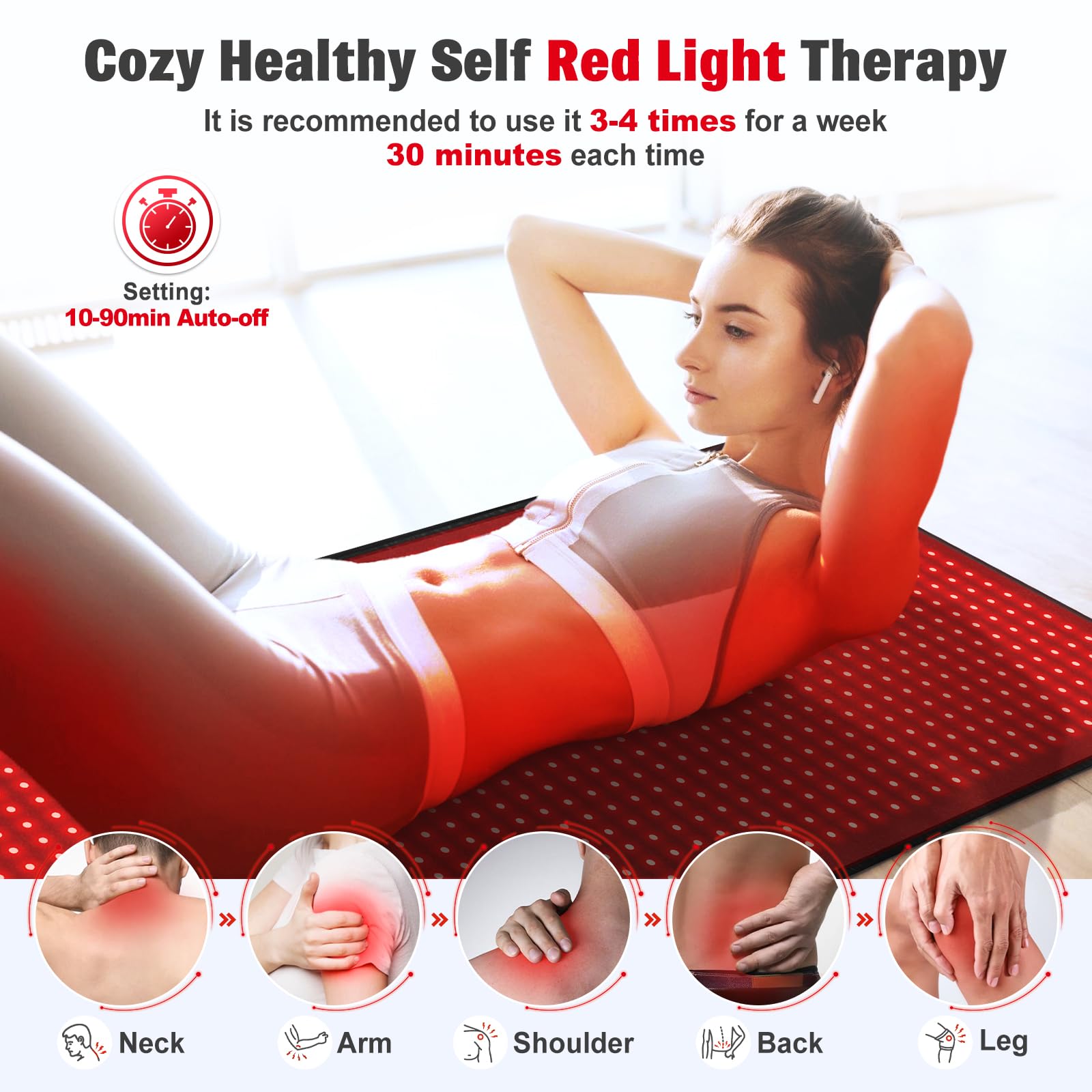 Red Light Therapy Mat for Body, 71"x 31" Red Light Therapy Blanket Red Near Infrared 660nm 850nm Full Body Pad, 1280 LEDs Infrared Light Therapy for Body for Pain Relief, Improved Sleep