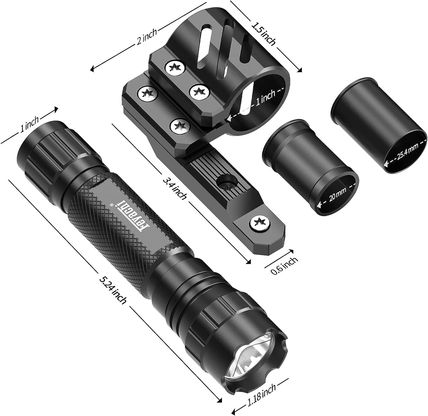 Feyachi Tactical Flashlight 1200 Lumens LED Weapon Light with Mlok Mount and Pressure Switch 200m Illumination Range Rifle Light Matte Black