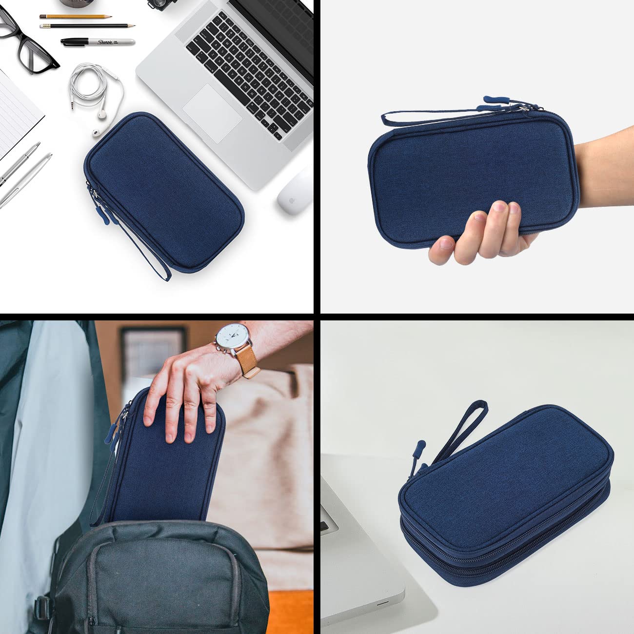 Portable, Waterproof Electronics Accessories Case and Organizer Bag for Cables, USB Drives and Chargers