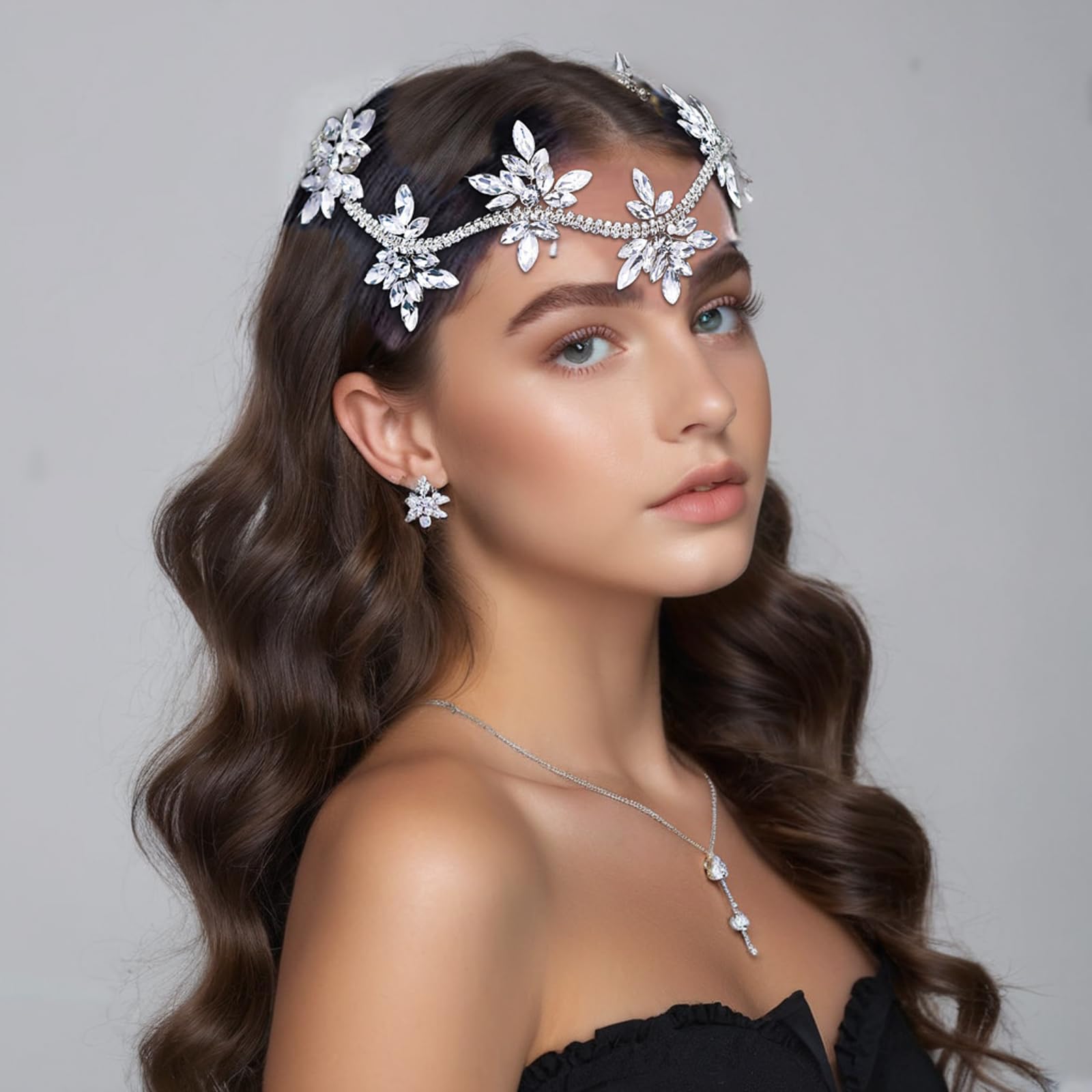 FUILUA Rhinestone Bride Headband Wedding Headpiece with Comb Sparkle Crystal Hair Accessories for Women Girls