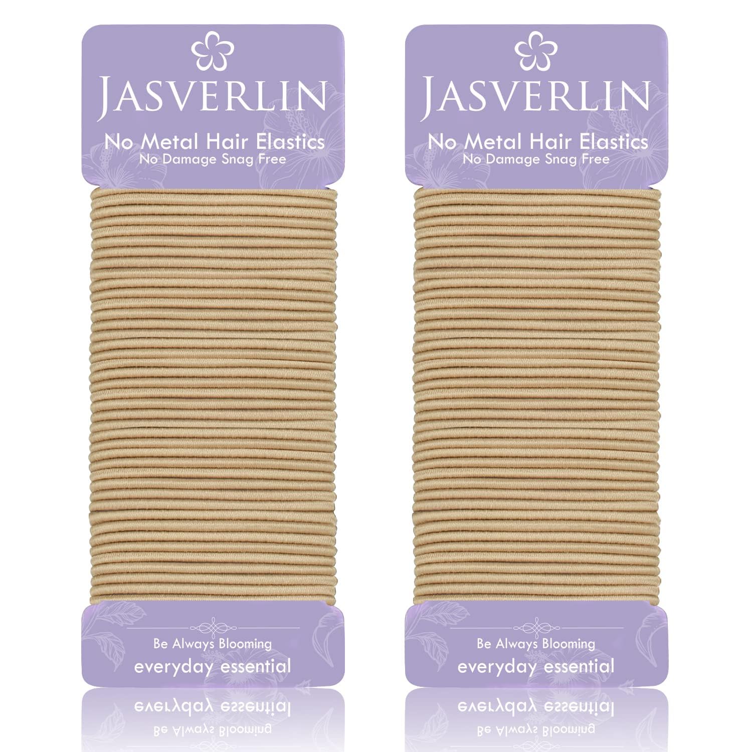 JASVERLIN 2mm Light Blonde Elastics Hair Ties, Thin Ponytail Holder Hairtie for Women Girls Kids Fine to Medium Hair, No Pull No Damage Stretchy Rubber Band Hair Accessories 80 Pcs (Light Blonde)