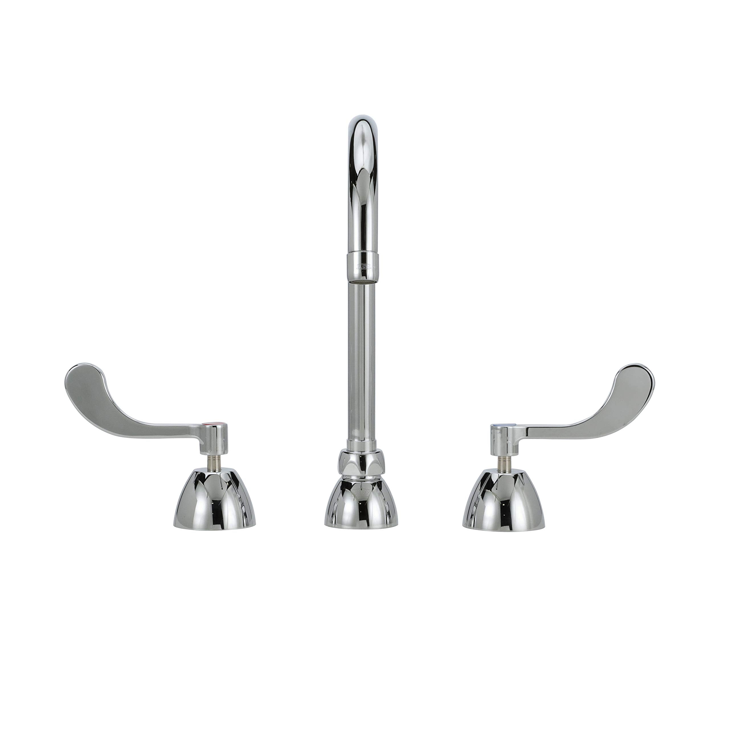 Zurn Z831B4-XL AquaSpec Widespread Gooseneck Faucet, 5 3/8" Spout, 2.2 GPM Pressure-Compensating Aerator, 4" Wrist Blade Handles, Chrome