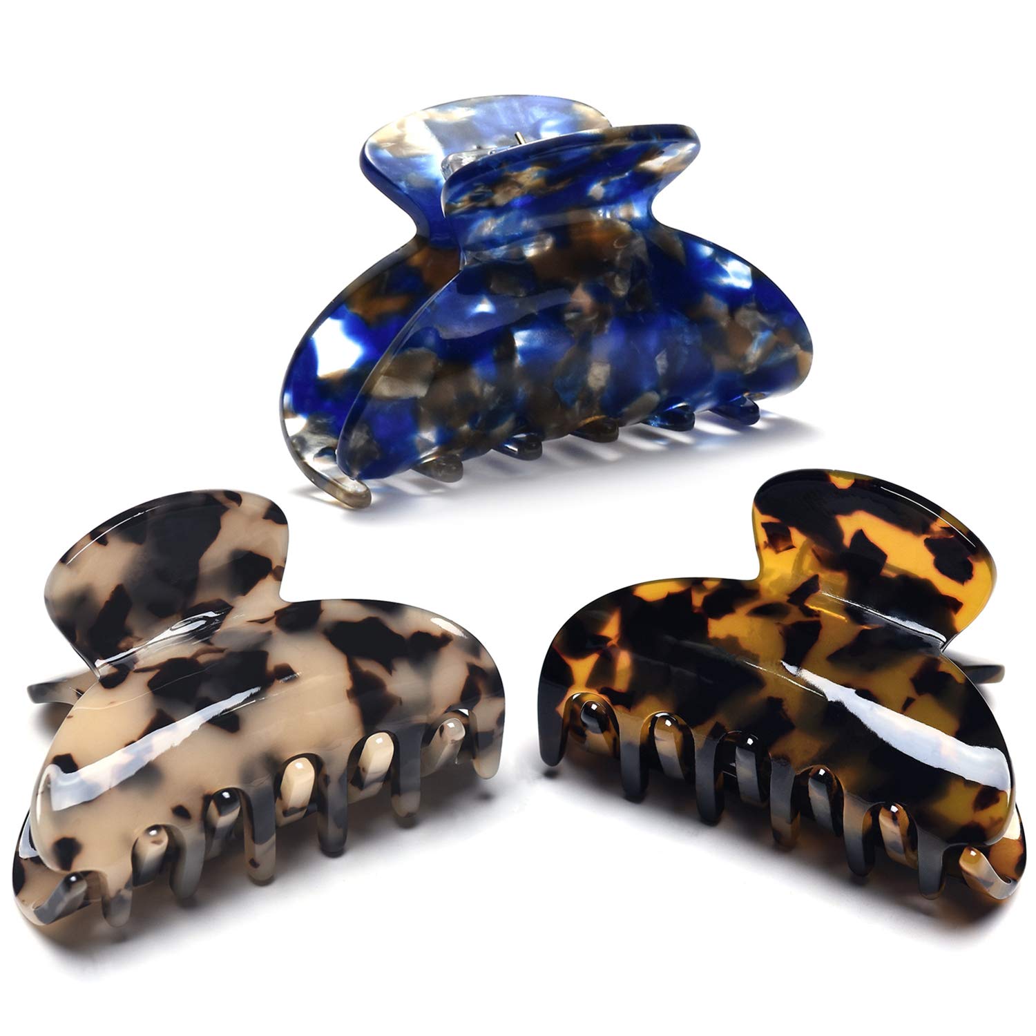 3 Packs Women Medium Hair Clips Tortoise Claw Clips Celluloid Jaw Clips Leopard Print Hair Clamps Fashion Hair Accessories