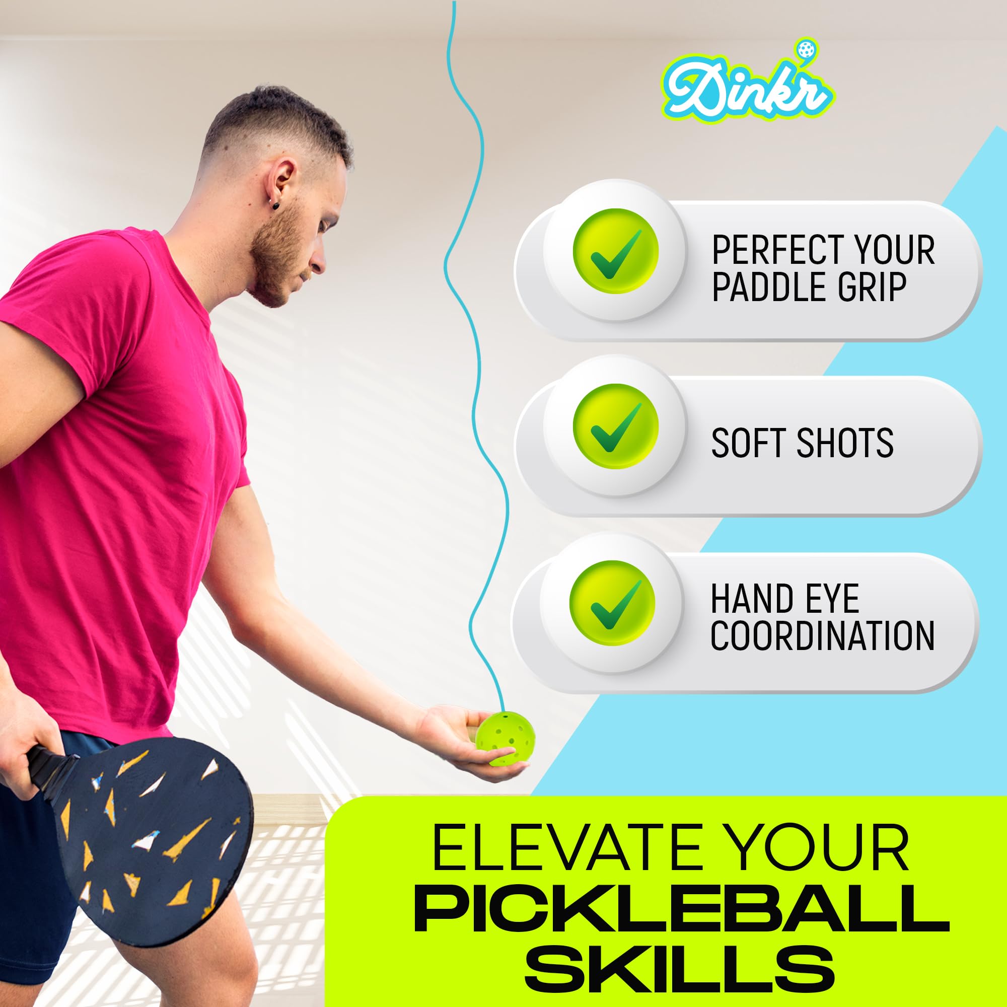 Dink’r - Pickleball Trainer, Pickleball Rebounder for Pickleball Training and Practice Sessions - Pickleball Game and Gift for All Ages - Perfect Pickleball Practice Equipment for Solo Training