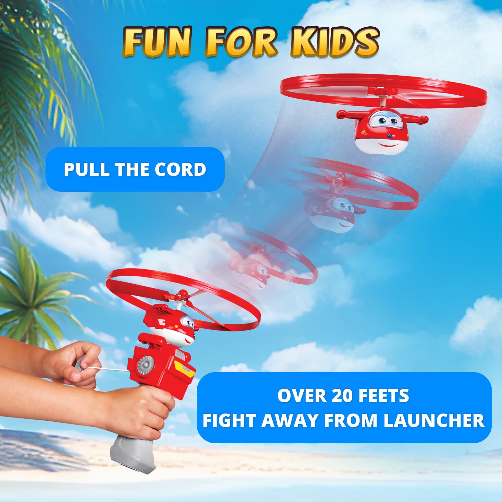 Super Wings Flying Toys, Jett Flying Toys for Kids Ages 3-5 4-8, Fun Outdoor Flying Disc Launcher Toys, Airplane Outside Flying Toys for Kids Boys Girls 3 4 5 6 7 8 Year Old