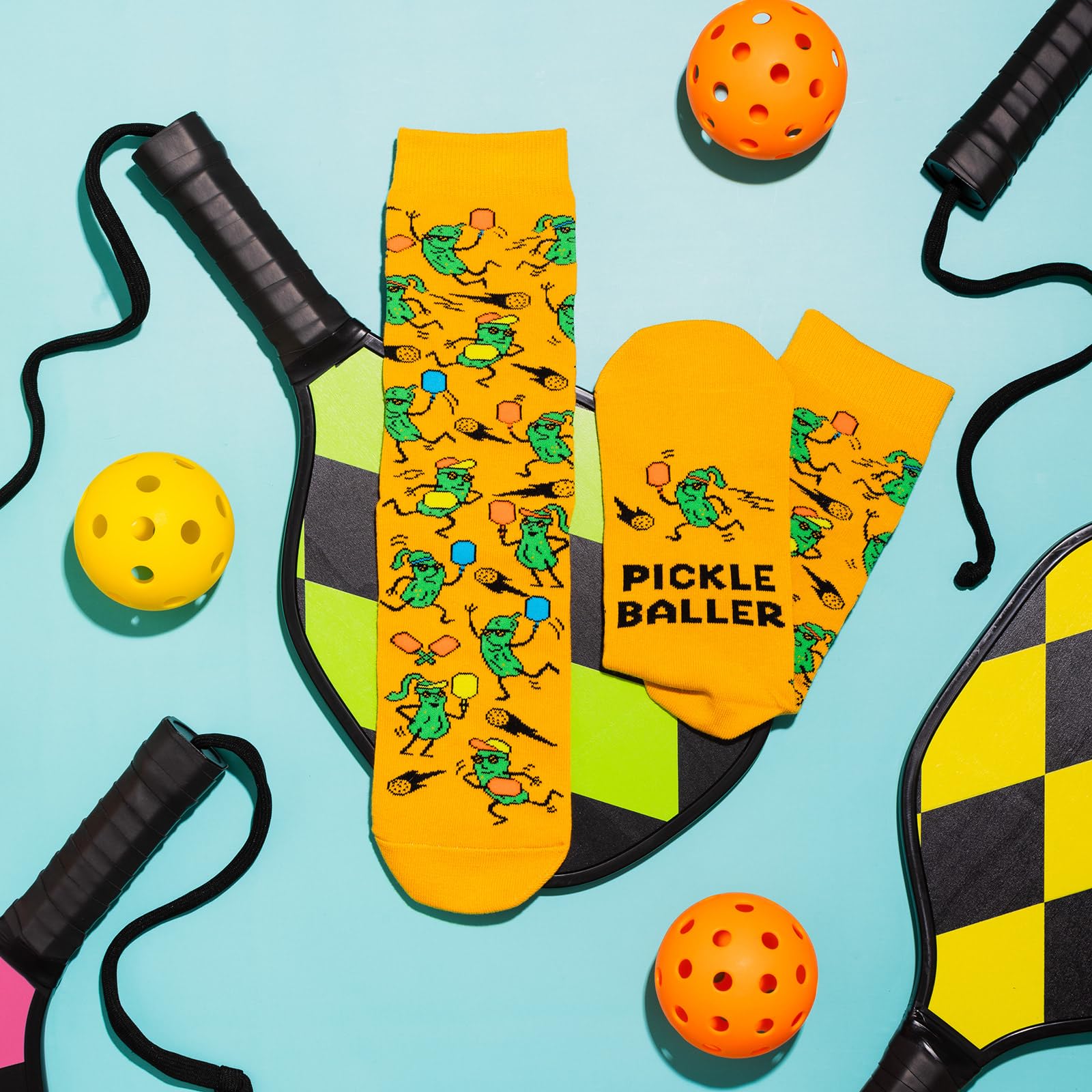 Lavley Pickle Baller Funny Socks for Pickleball Gifts for Men and Women (Uniex, One Size Fits Most)