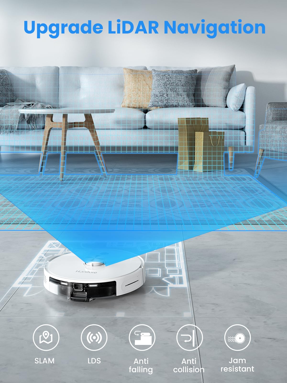 HONITURE Robot Vacuum and Mop Combo,Robot Vacuum Cleaner with Self-Emptying, 70-Day Capacity, Smart Mapping, 250mins Runtime, Robotic Vacuum Cleaner for Pet Hard Floors Carpet (Q6 Pro)