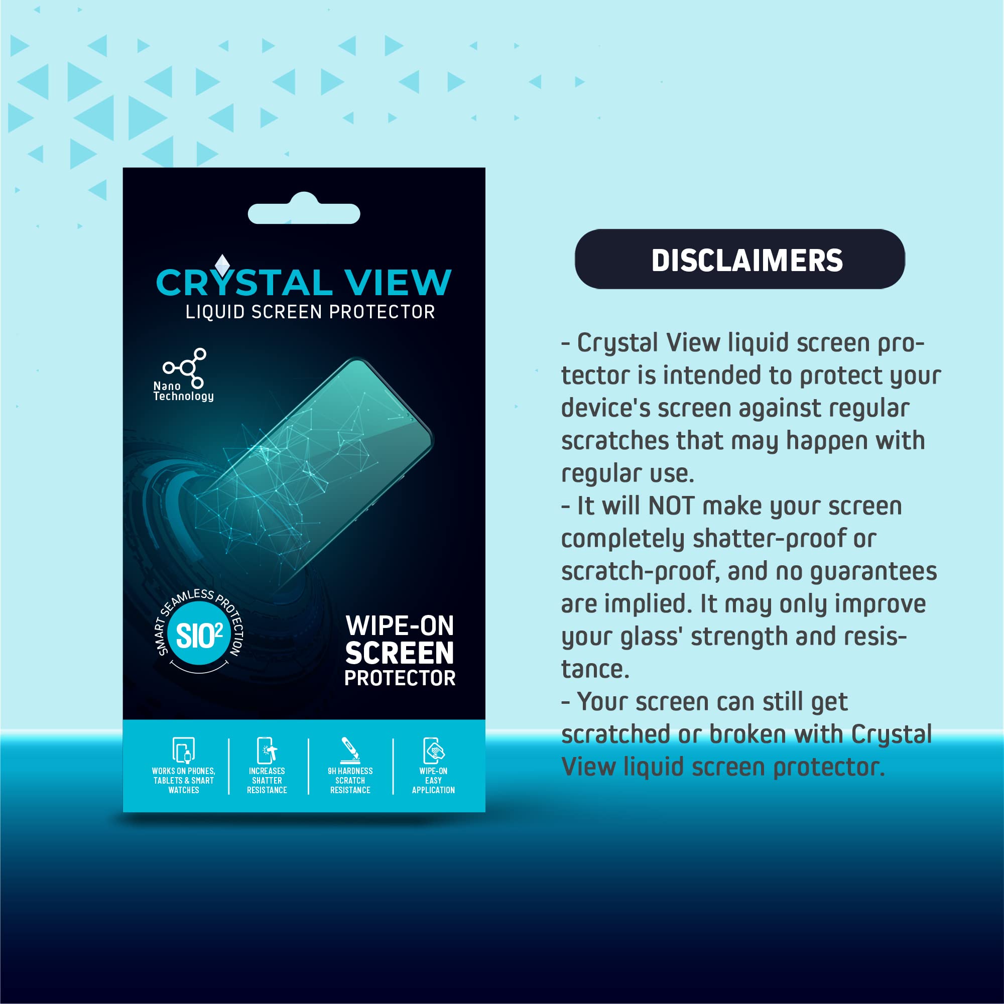CRYSTAL VIEW Liquid Glass Screen Protector - Wipe On Scratch and Shatter Resistant Nano Protection for All Phones Tablets Smart Watches Universal