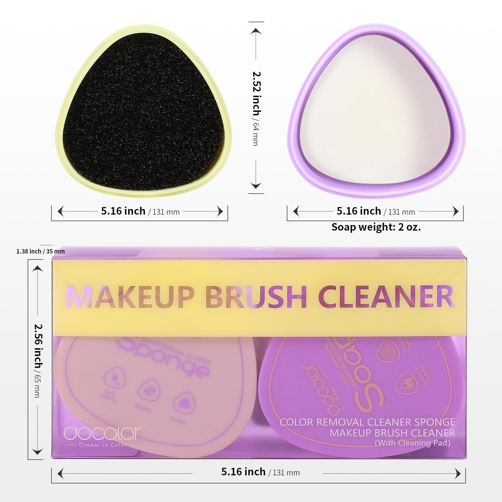 Docolor Makeup Brushes Cleaner Set Solid Soap Cleanser with Color Removal Sponge, Makeup Brush Cleaner Mat Brushes Shampoo for Cleaning Makeup Sponges, Brushes & Applicators Vegan (coconut oil)