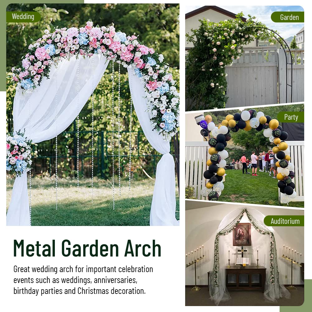 Newsmarts 7.9Ft Metal Garden Arch Army Green Garden Arbor for Climbing Plant Outdoor Wedding Party