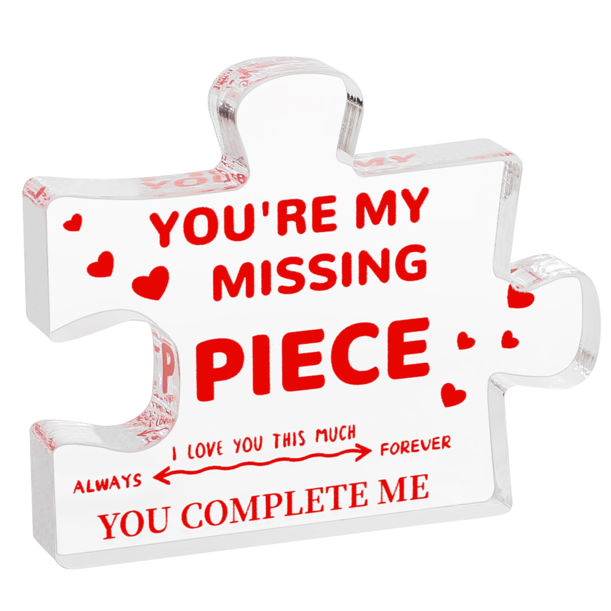 Gifts for Her Him - Wedding Gifts for Couples, Gifts for Wife Husband, I Love You Gifts for Women Men, Romantic Valentine's Day Gifts, You are My Missing Piece Acrylic Puzzle Plaque