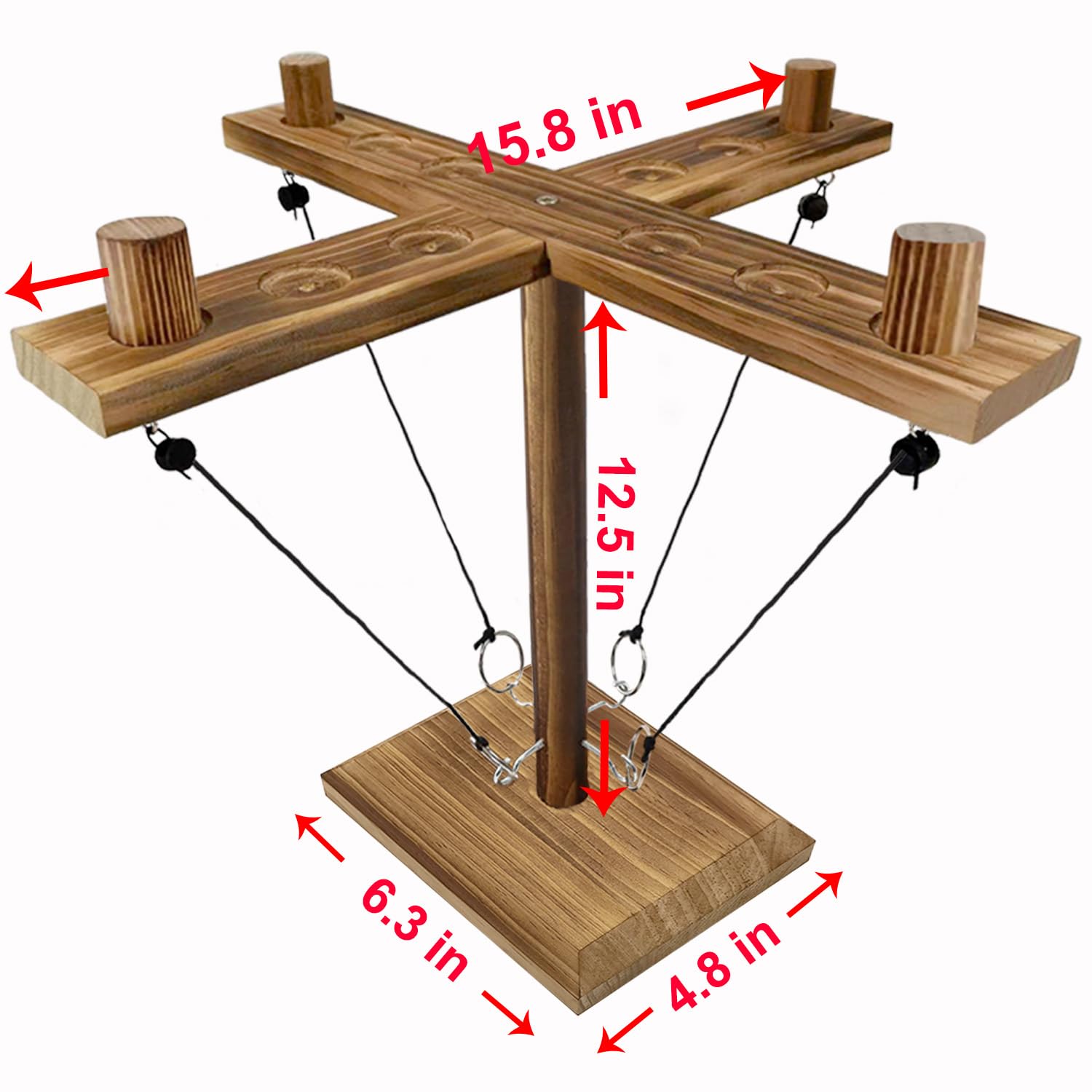 Ring Hook Toss Game, Hook and Ring Tossing Toy with Shot Ladder, Handmade Wooden Interactive Games for Bars, Home and Party Fun