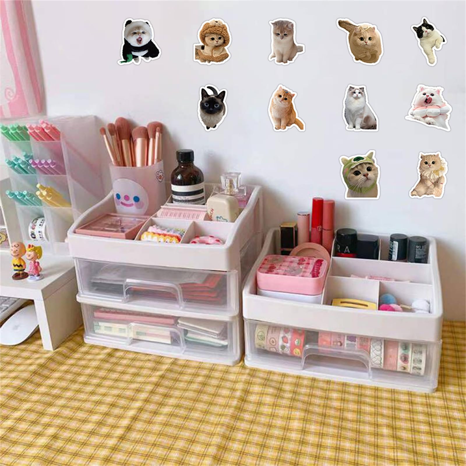 56 PCS Cute Cat Stickers for Kids, Funny Stuff Water Bottle Stickers for Laptop Vinyl Classroom Prize, Cute Things Birthday Gifts Cute Stuff for Boys Girls Adults Teens (Cat)