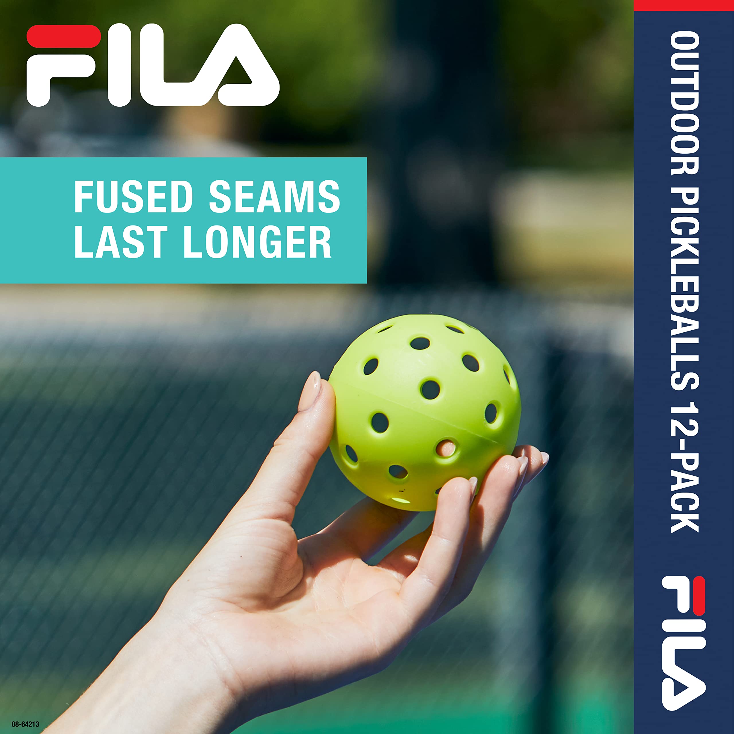 FILA Accessories Outdoor Pickleball Balls - Pickleball Set, Regulation Size Outdoor Pickleballs with 40 Holes (Lime Green), Pack of 12