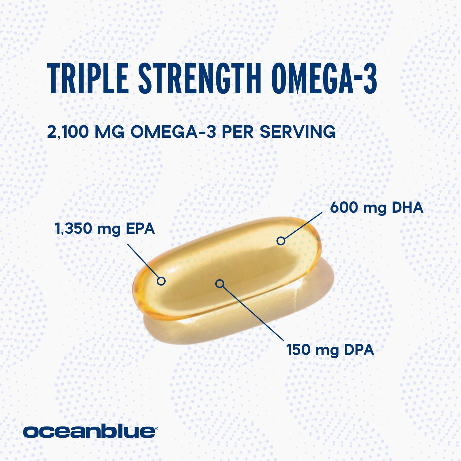 Oceanblue Professional Omega-3 2100 – 180 ct – Triple Strength Burpless Fish Oil Supplement with High-Potency EPA, DHA, DPA – Wild-Caught – Orange Flavor (90 Servings)