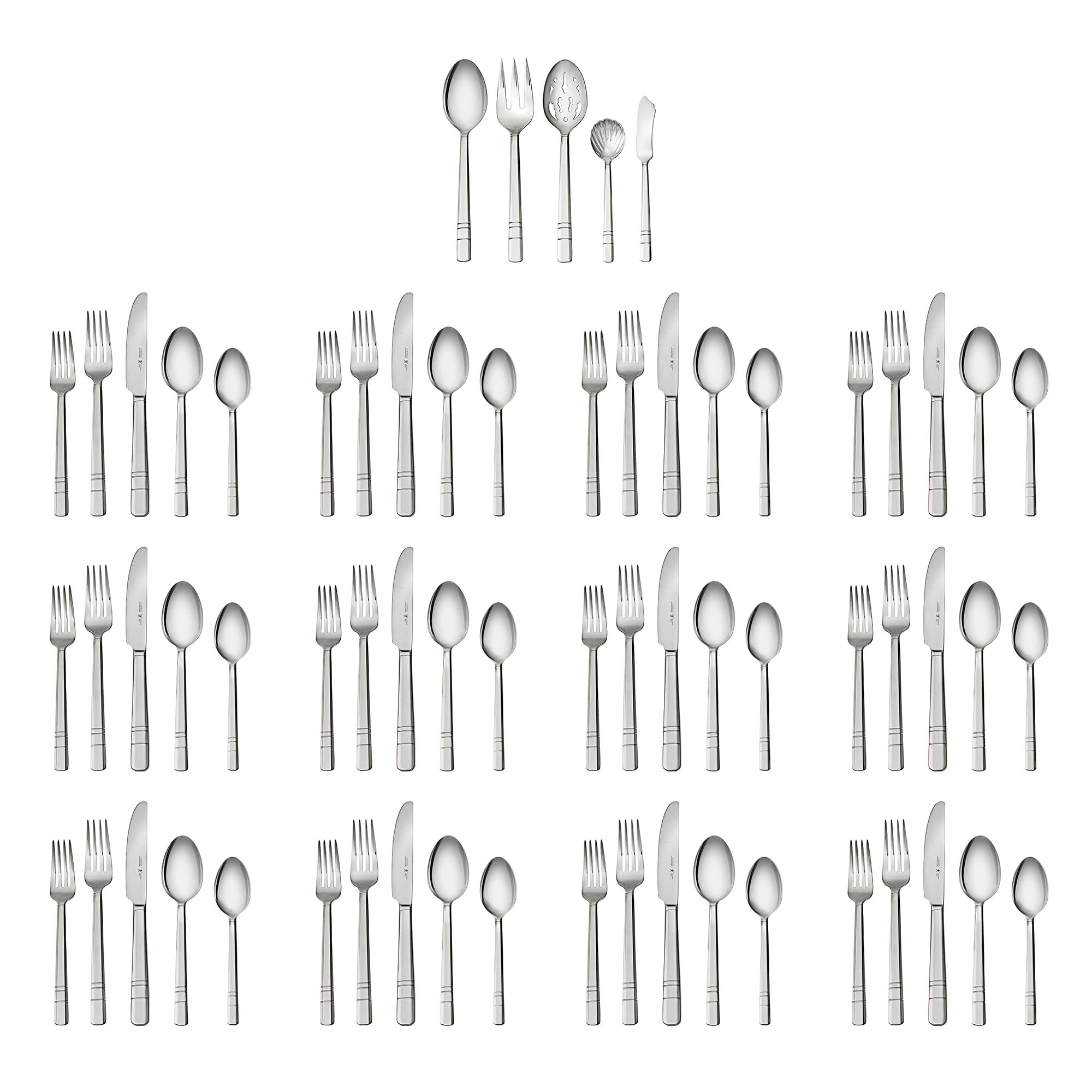 Henckels Madison Square 65-piece Flatware Set,18/10 Stainless Steel, Silver