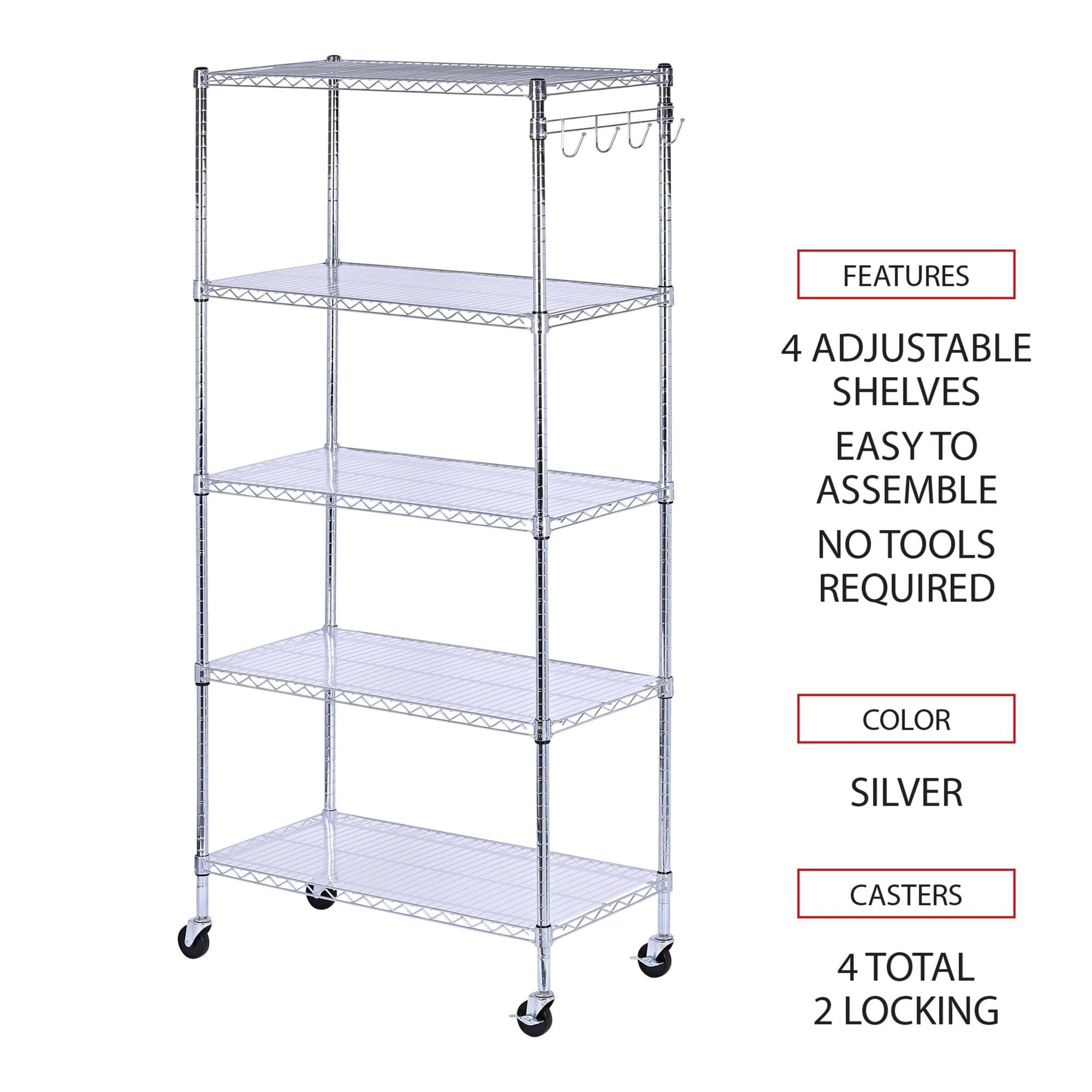 Alera SW653618SR 36 in. x 18 in. x 72 in. Five-Shelf Wire Shelving Kit with Casters and Shelf Liners - Silver