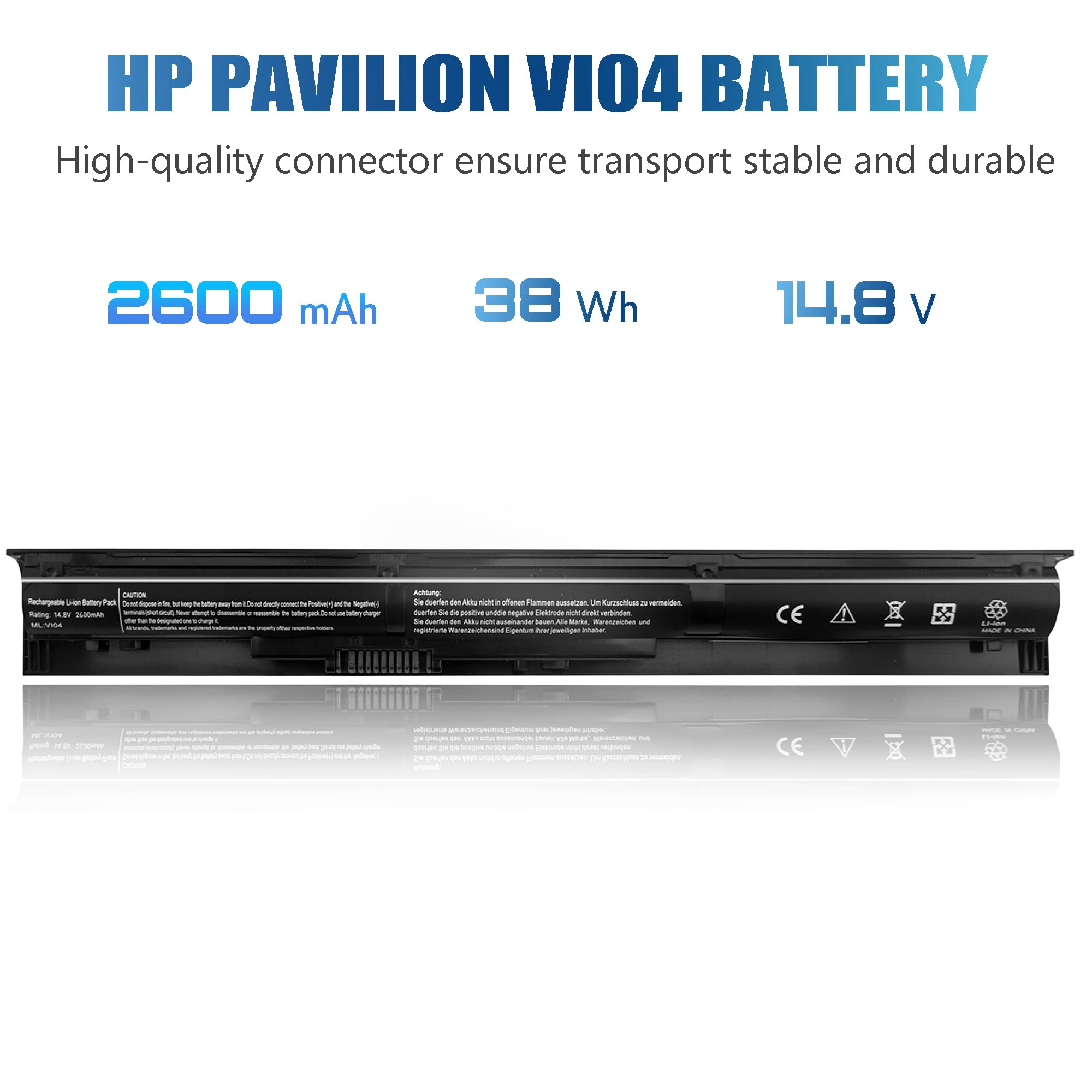 756743-001 VI04 V104 Laptop Battery for HP Pavilion 15-P 17-F Series 15-p011na 15-p165sa 15-p214dx 15-p003ax 17-f115dx 17-f215dx Fit 756744-001 756478-421 HSTNN-DB6K TPN-Q140 [14.8V 2600mAh 4Cell]