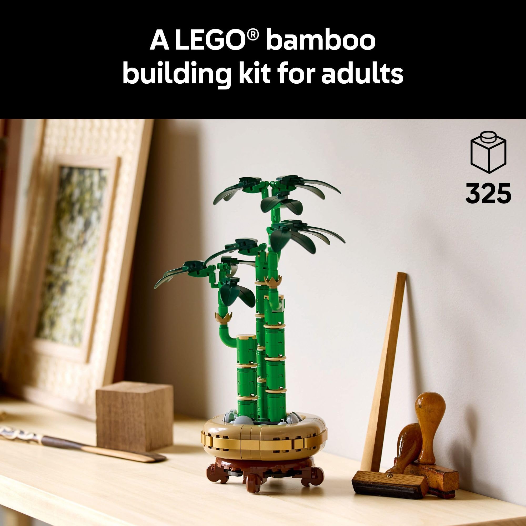 LEGO Botanicals Lucky Bamboo Building Set - Artificial Plant for Indoor Home Décor, Adults Ages 18+ - Fake Plant Decoration for Table, Desk, Office - Gift for Valentines Day - 10344