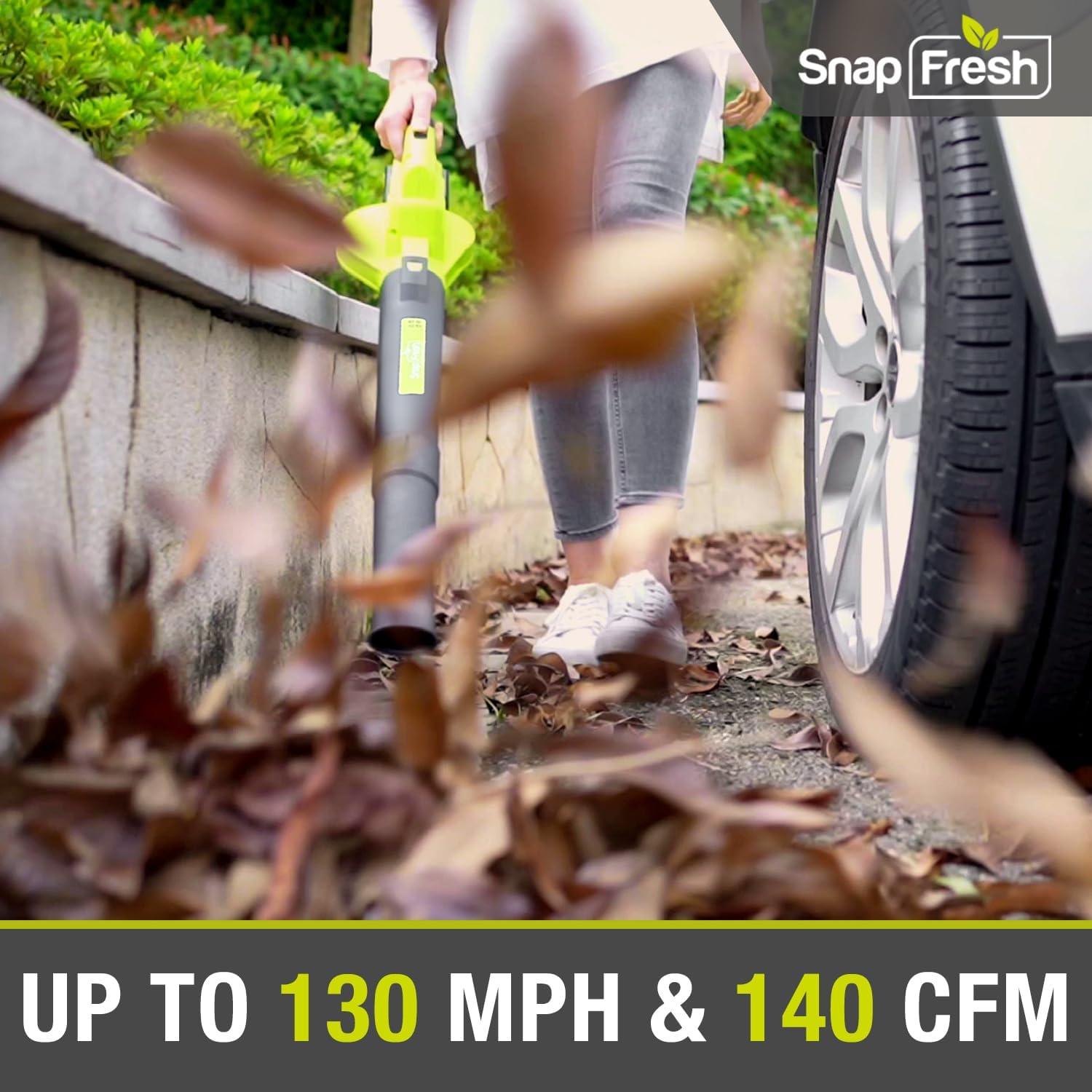 SnapFresh Cordless Leaf Blower - 20V Electric Leaf Blower 130 MPH / 140 CFM - Lightweight 2-Speed Leaf Blowers for Lawn Care and Yard/Garden/Patio (Tool Only-Battery & Charger not Included)