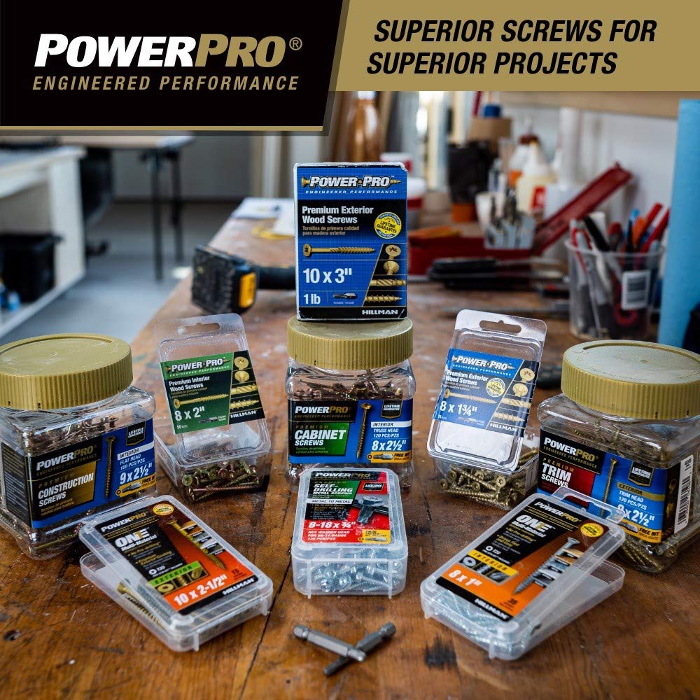 Power Pro Premium Exterior Wood Screws, 9 x 3", 5 lb Bucket of Screws, Exterior Epoxy Coated, Bronze, 417 Pieces