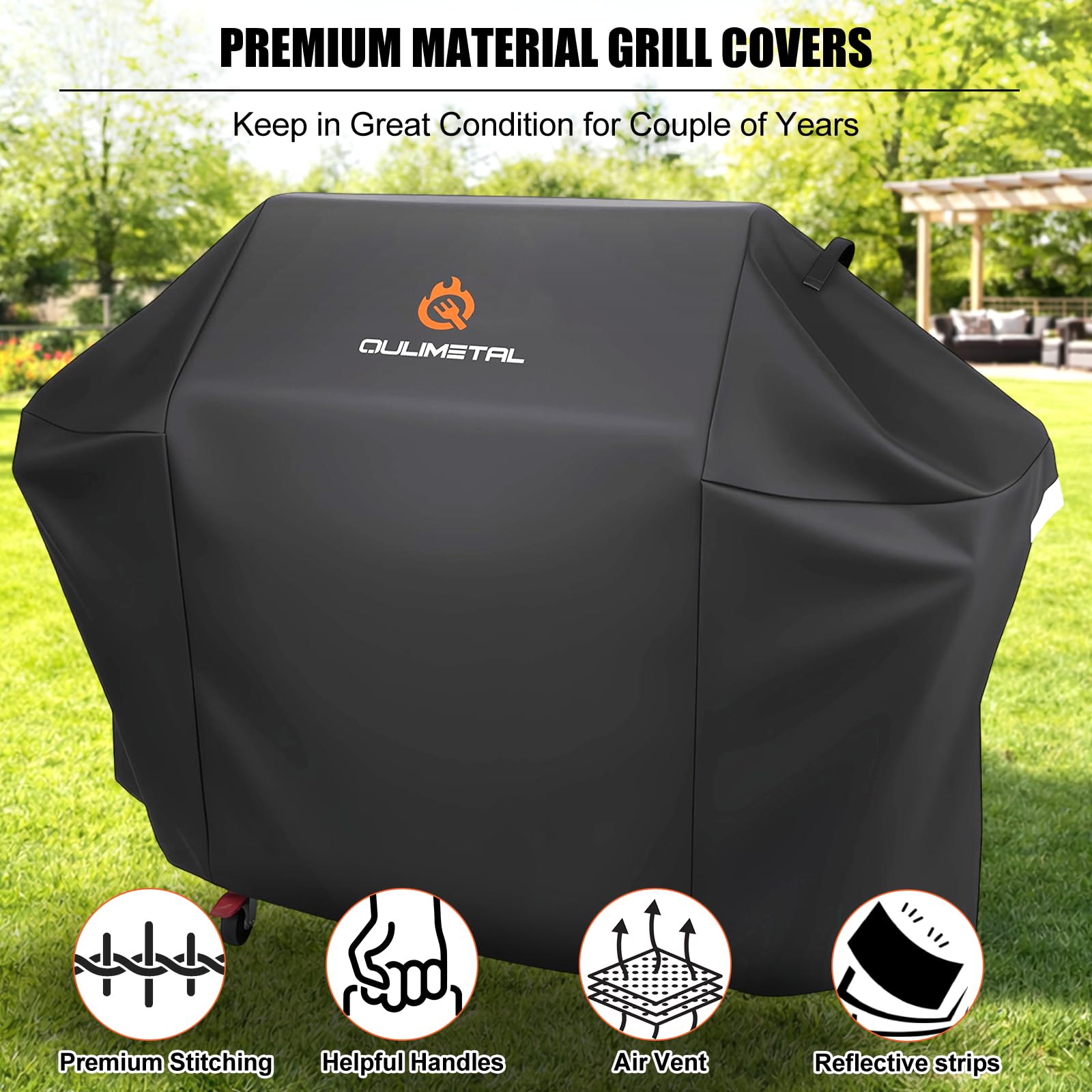 72 inch BBQ Grill Cover - 600D BBQ Cover for Outdoor Grill Heavy Duty and Waterproof,Large Barbecue Gas Grill Covers for Weber,Char-Broil,Nexgrill,Monument,Dyna-glo,Brinkmann and More