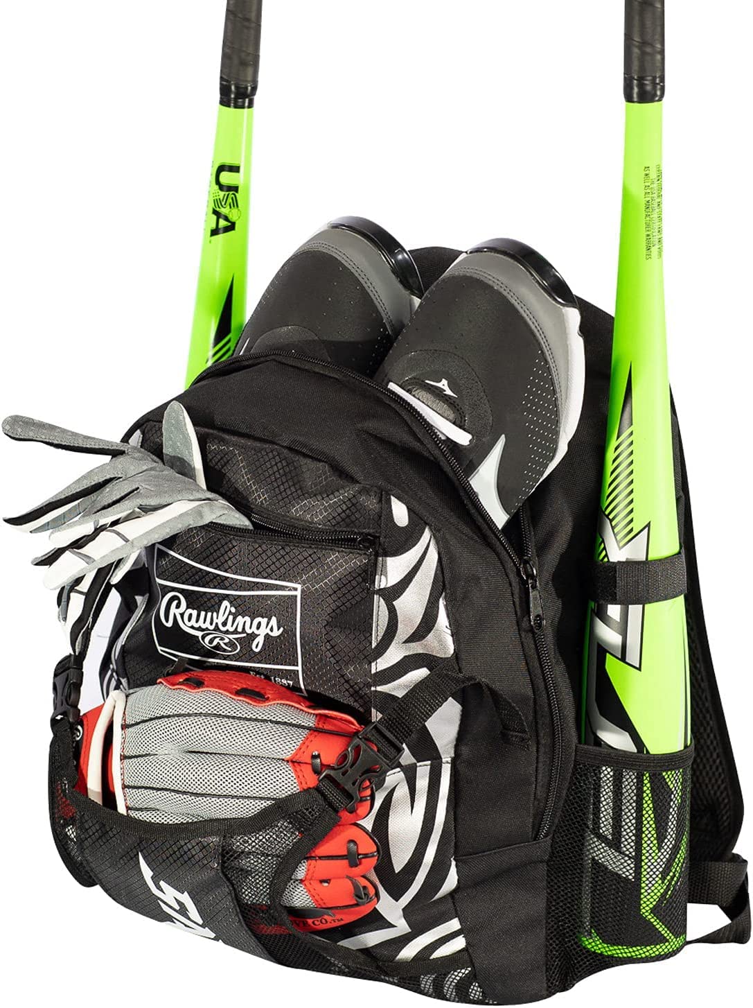 Rawlings | SAVAGE Backpack Equipment Bag | T-Ball / Baseball / Softball | Black